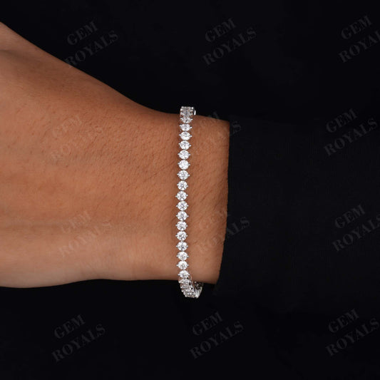 Dainty Round cut Moissanite Tennis Bracelet