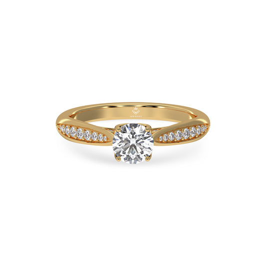 0.97 Carat Round Diamond Solitaire 14K Gold Engagement Ring For Her