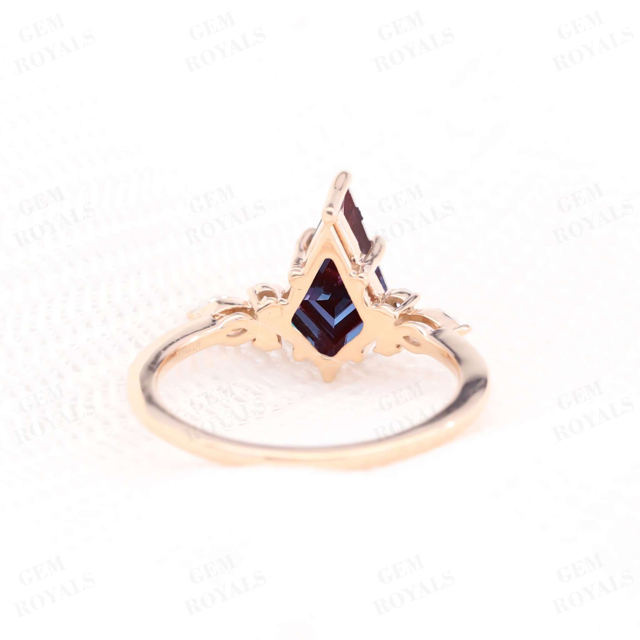 Cluster Kite Cut Alexandrite Engagement Ring