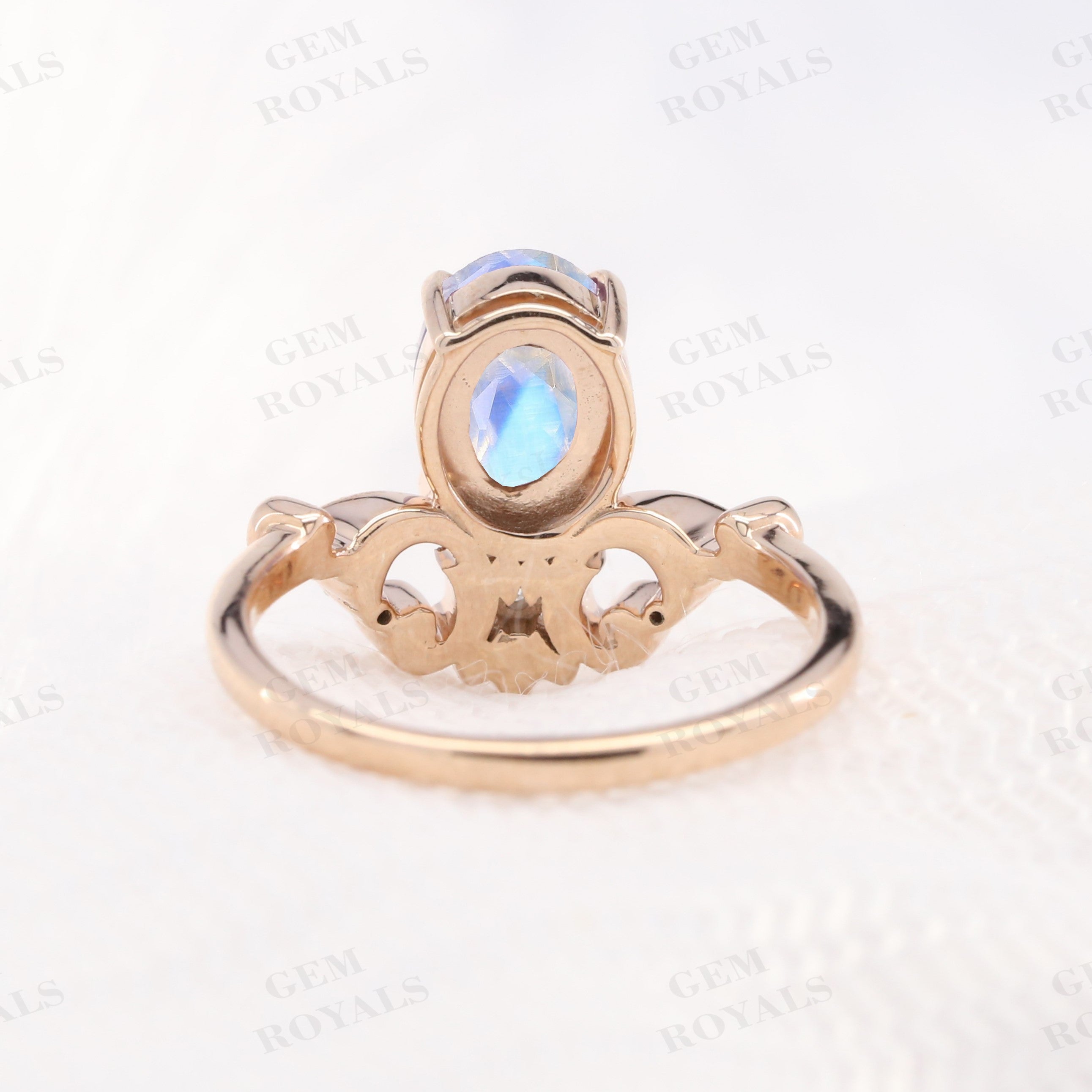 Vintage Style Oval Nature Moon Stone Engagement Ring