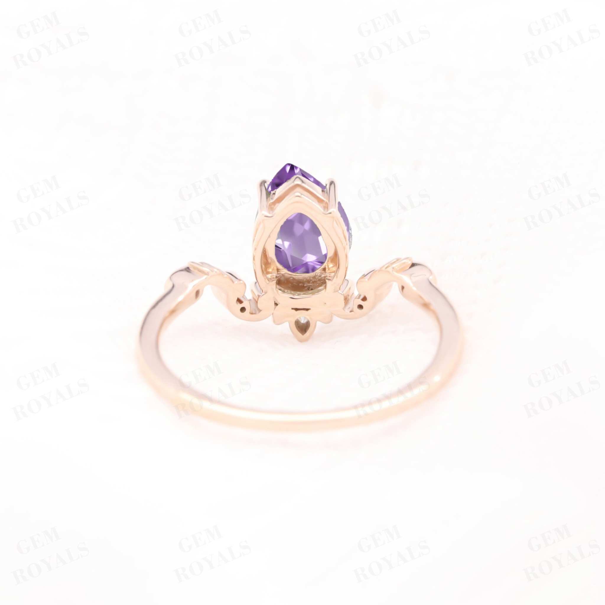 Vintage Style Pear Shaped Amethyst Engagement Ring