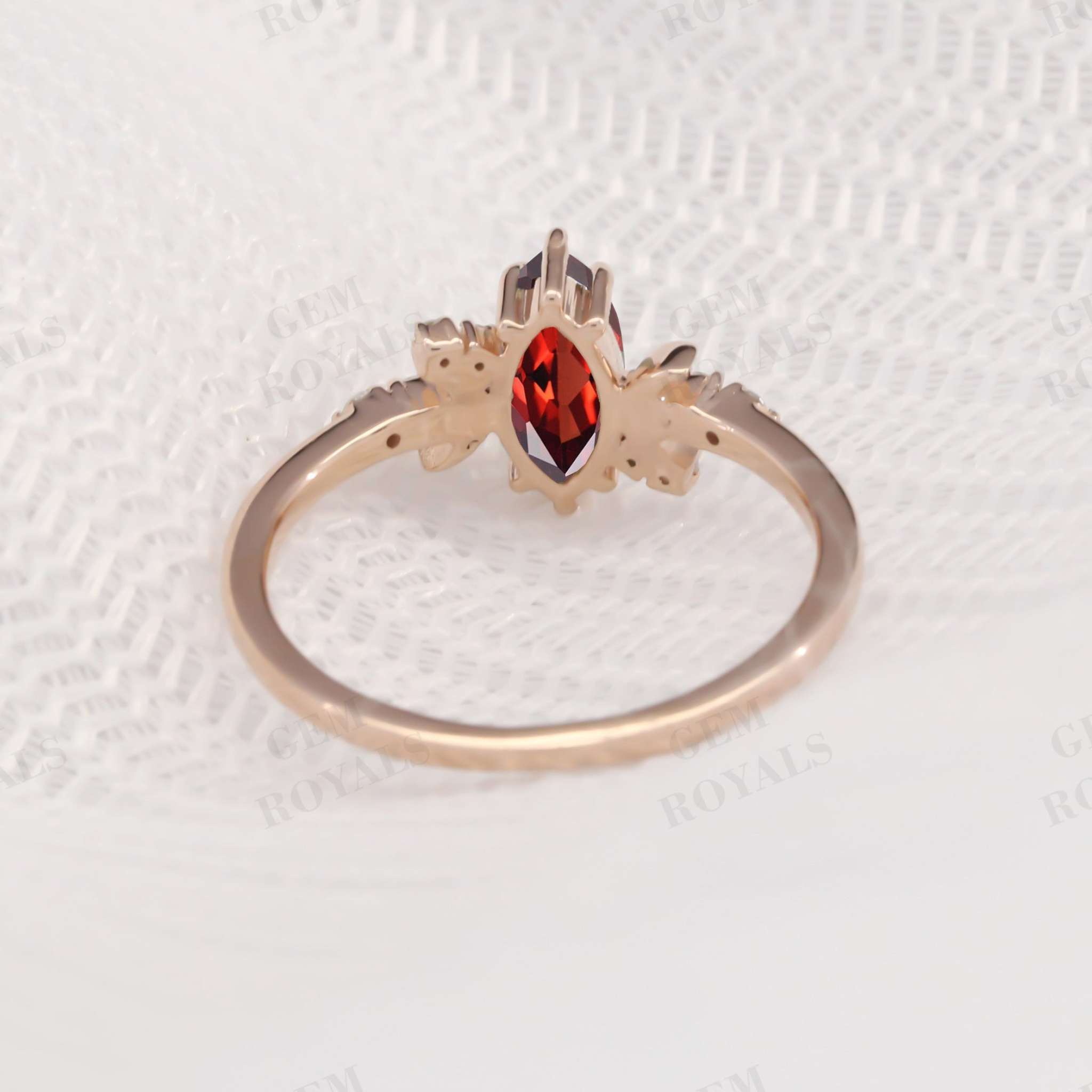 Vintage Style Celestial Marquise Red Garnet engagement Ring