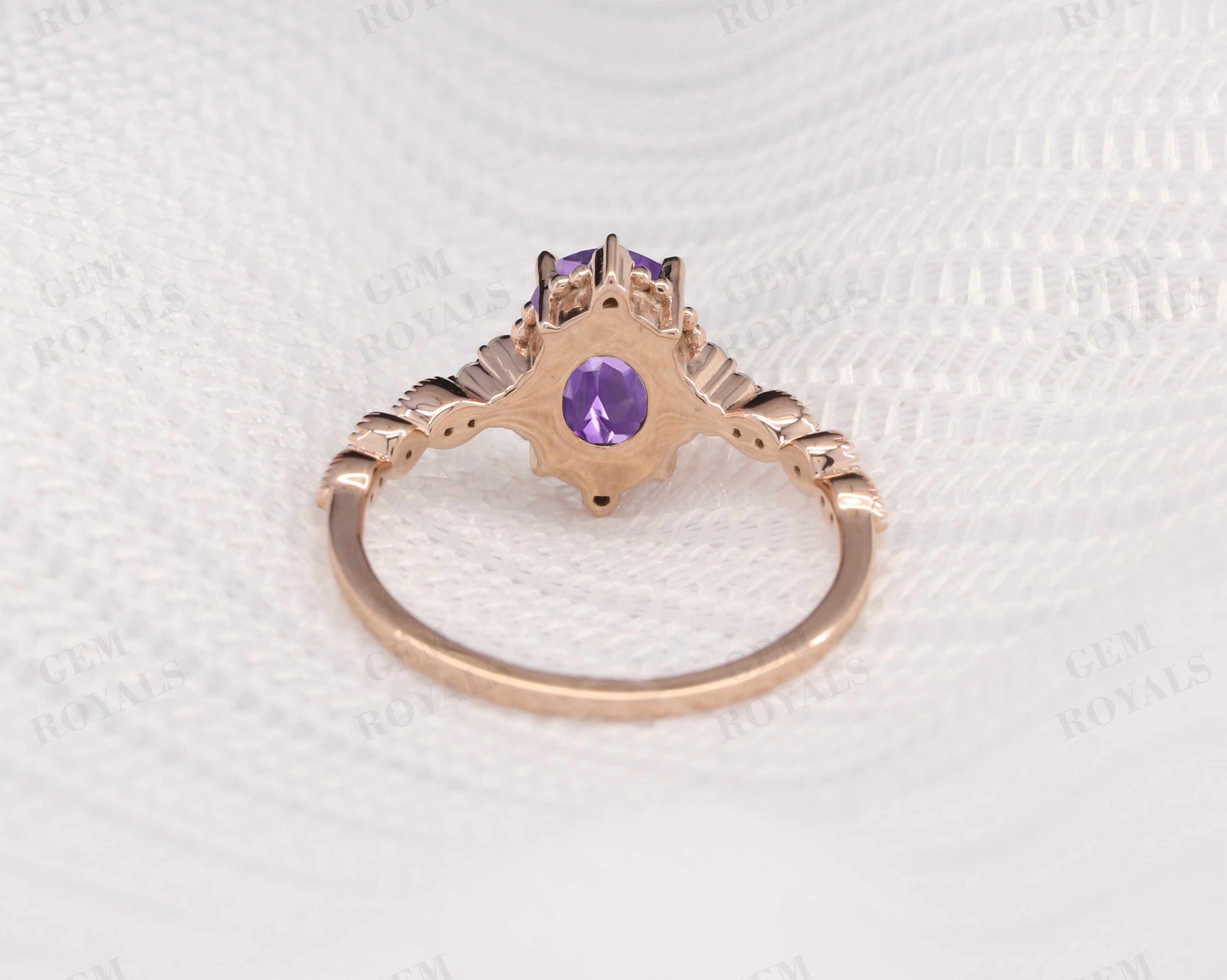 Vintage Oval Cut Purple Natural Amethyst Engagement Ring