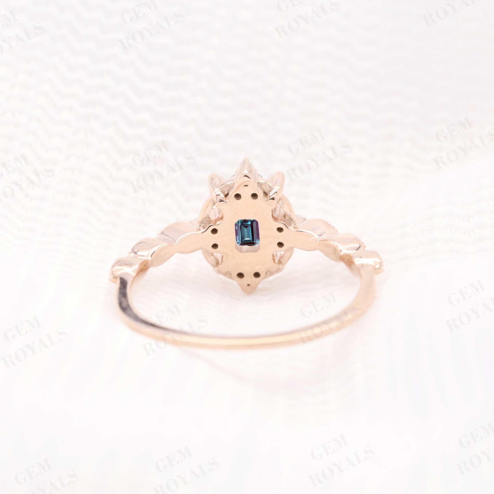 Vintage Style Emerald Cut Alexandrite Engagement Ring