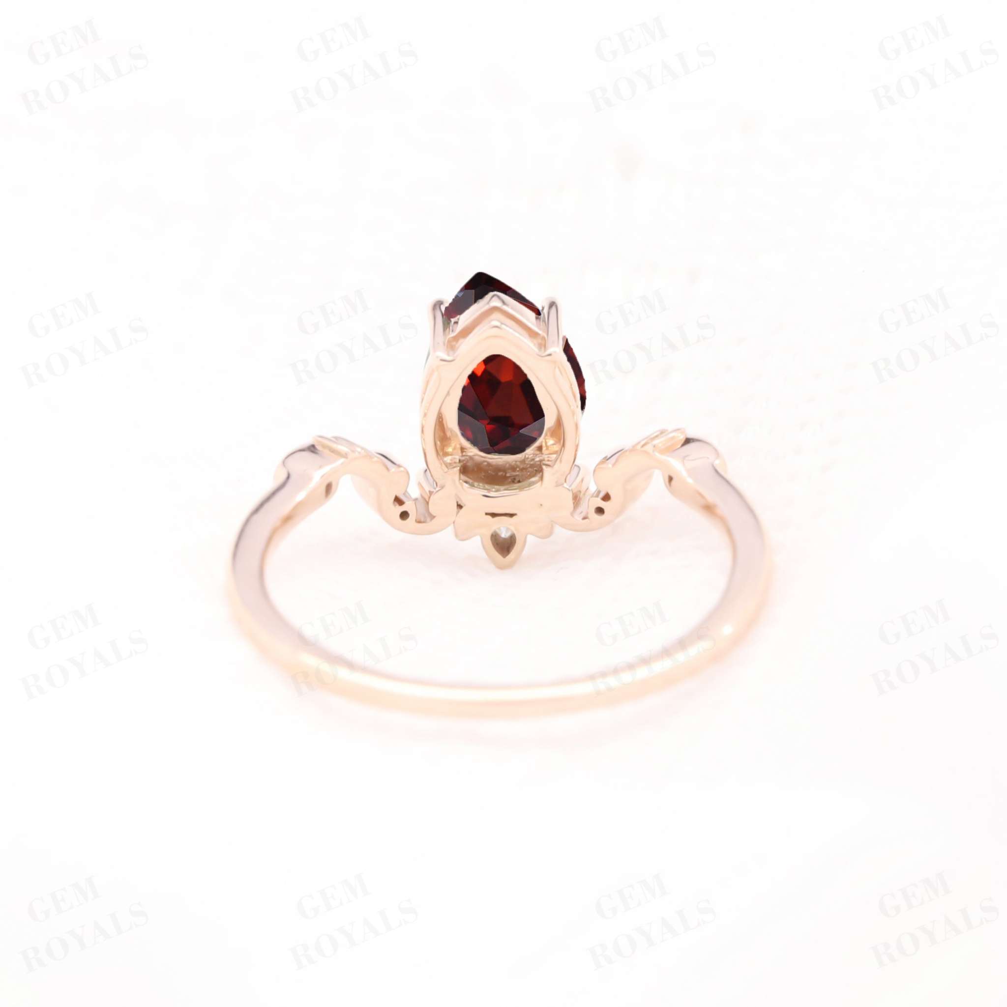 Vintage Unique Pear Shaped Red Garnet Engagement Ring