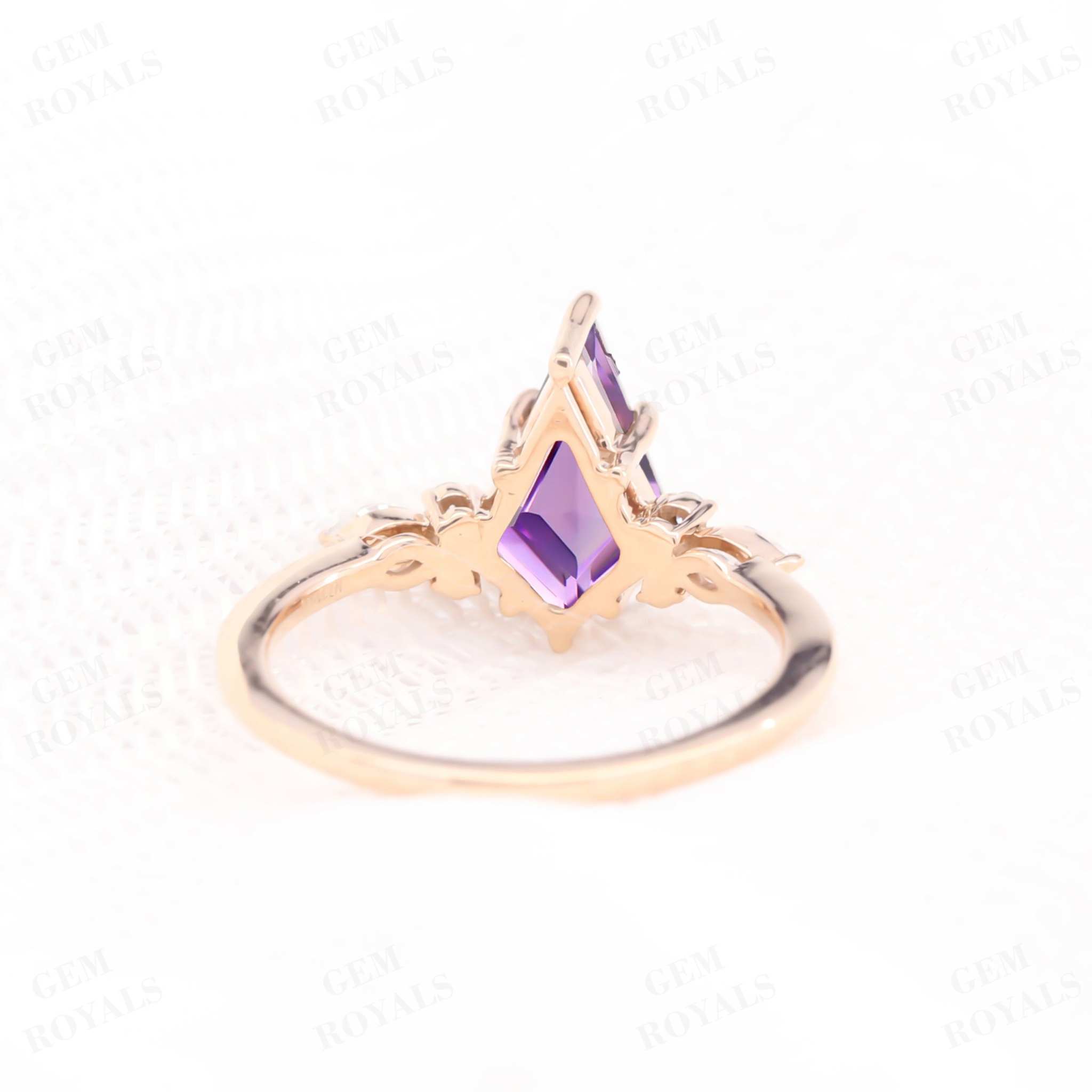 Cluster Kite Cut Natural Purple Amethyst Engagement Ring