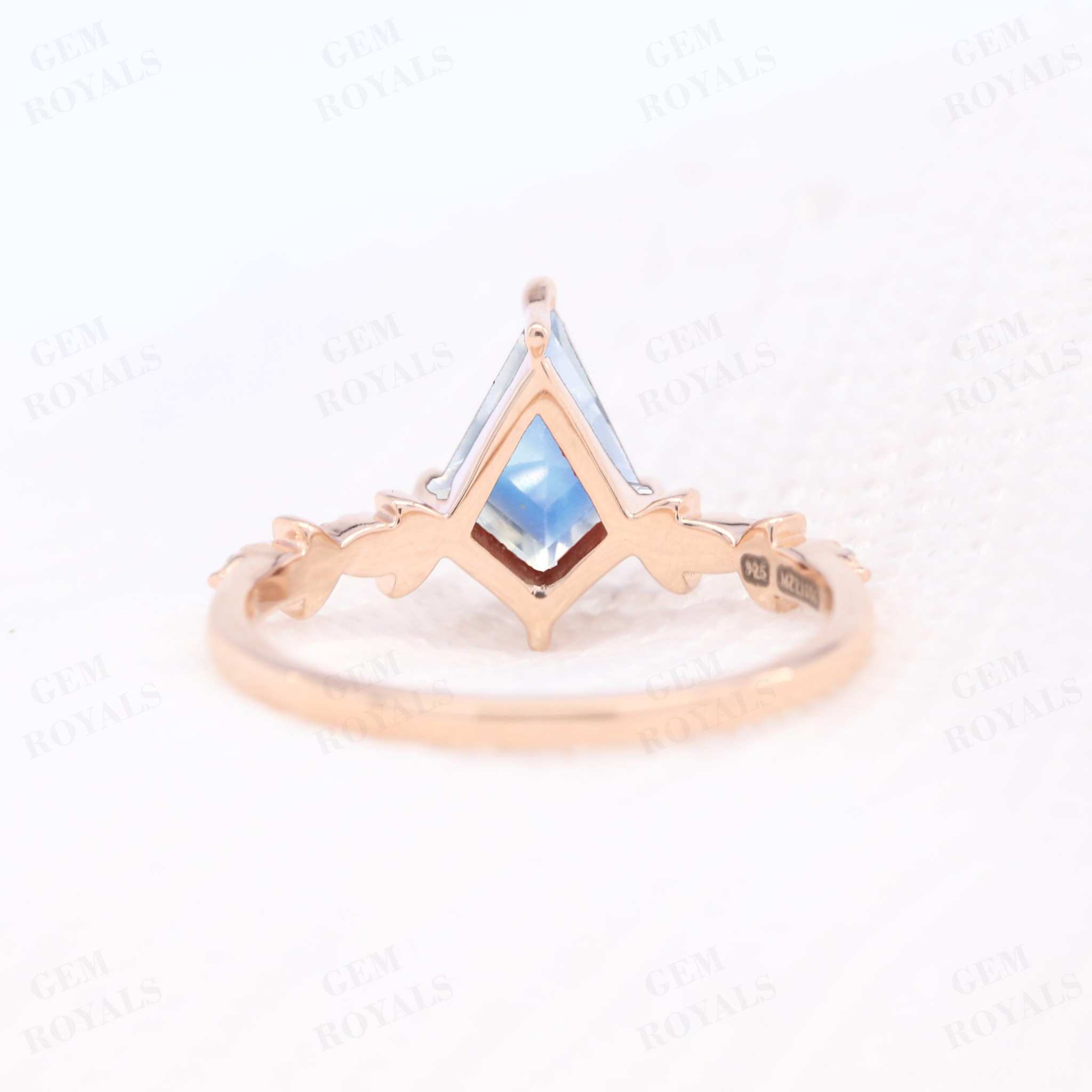 Nature Inspired Kite Cut Rainbow Moonstone Engagement Ring