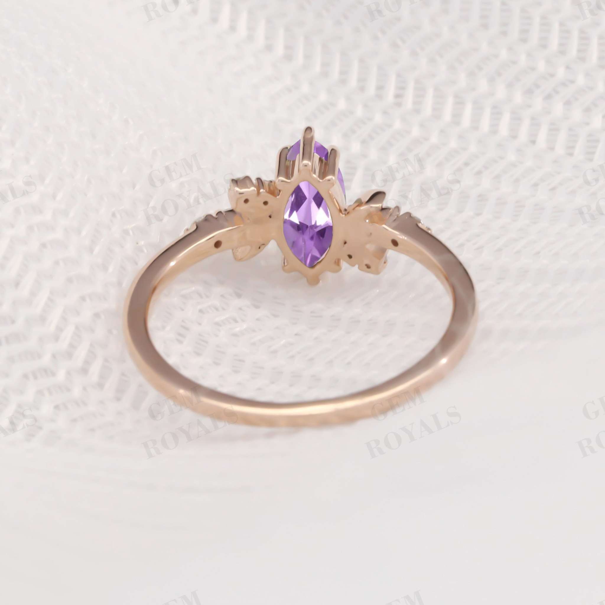 Celestial style Marquise Cut Natural Amethyst Engagement Ring