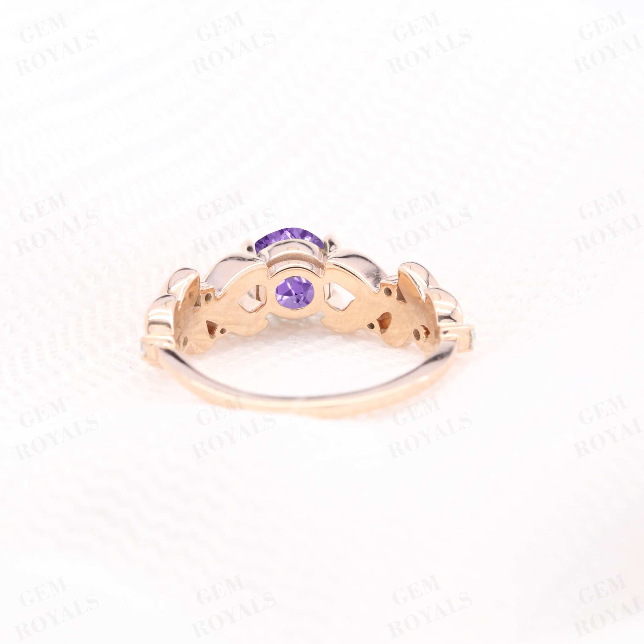 Antique Round Cut Natural Amethyst Engagement Ring