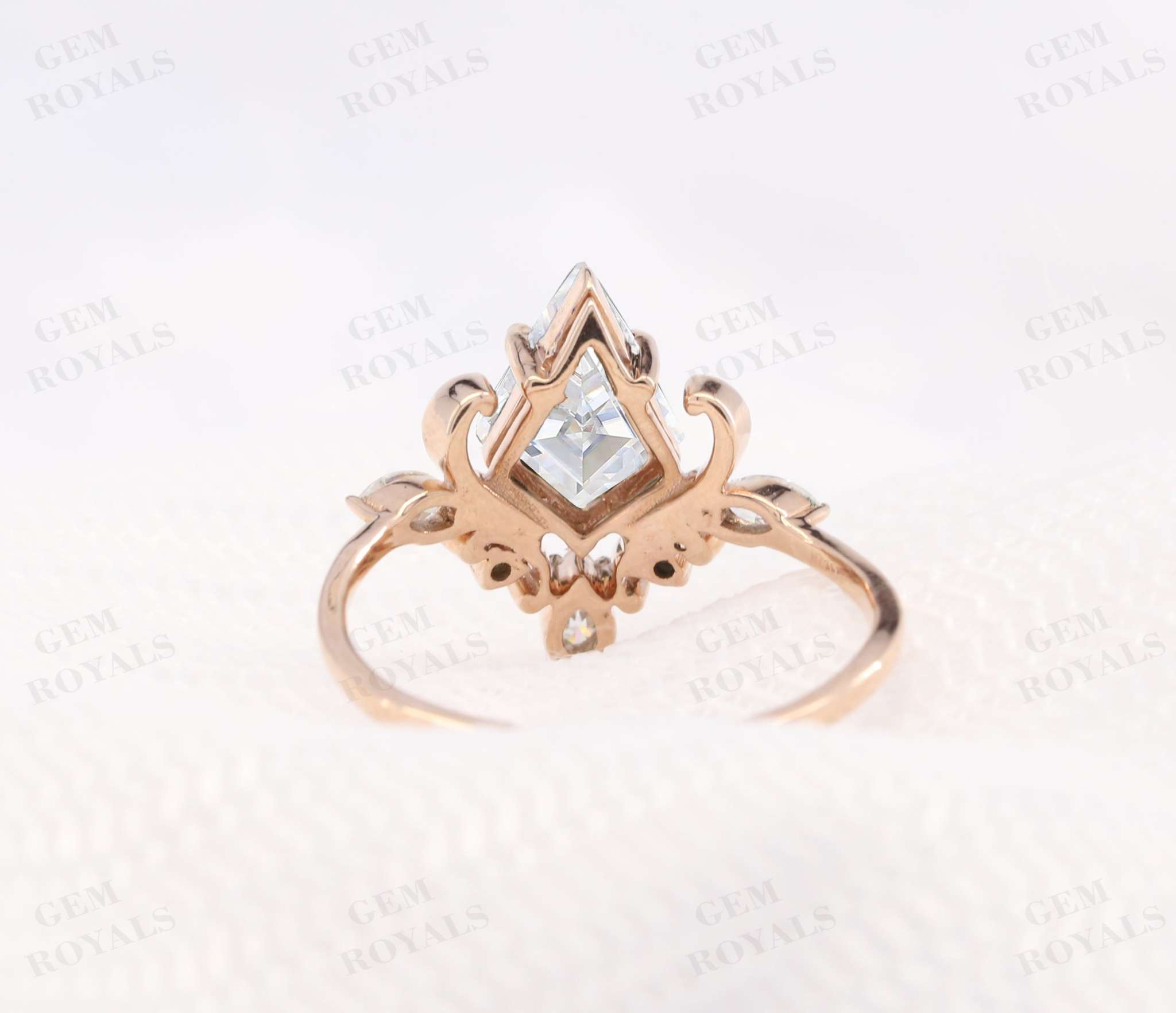 Vintage Style Unique Kite Shaped Moissanite Engagement Ring