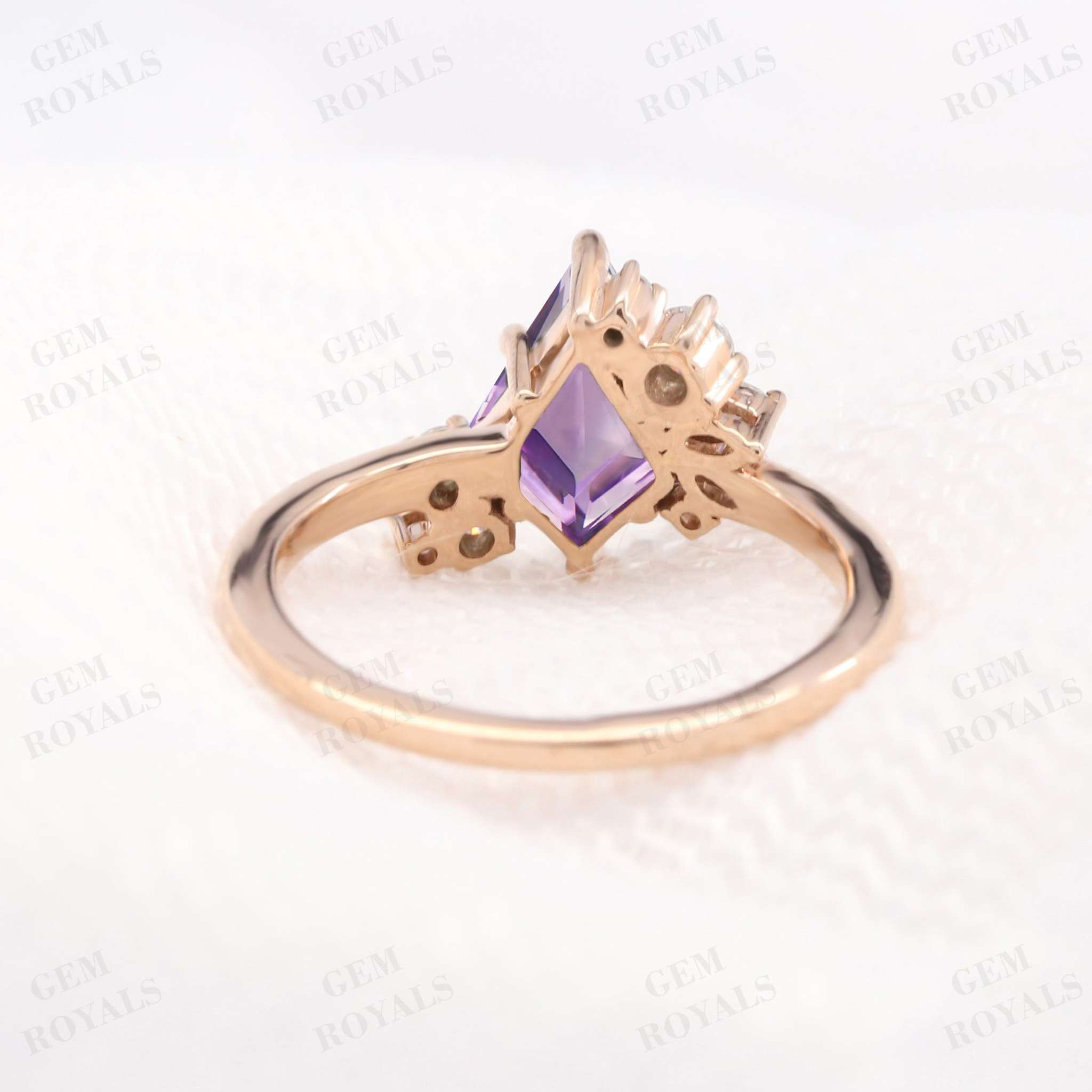 Vintage Style Unique Kite Cut Amethyst Engagement Ring