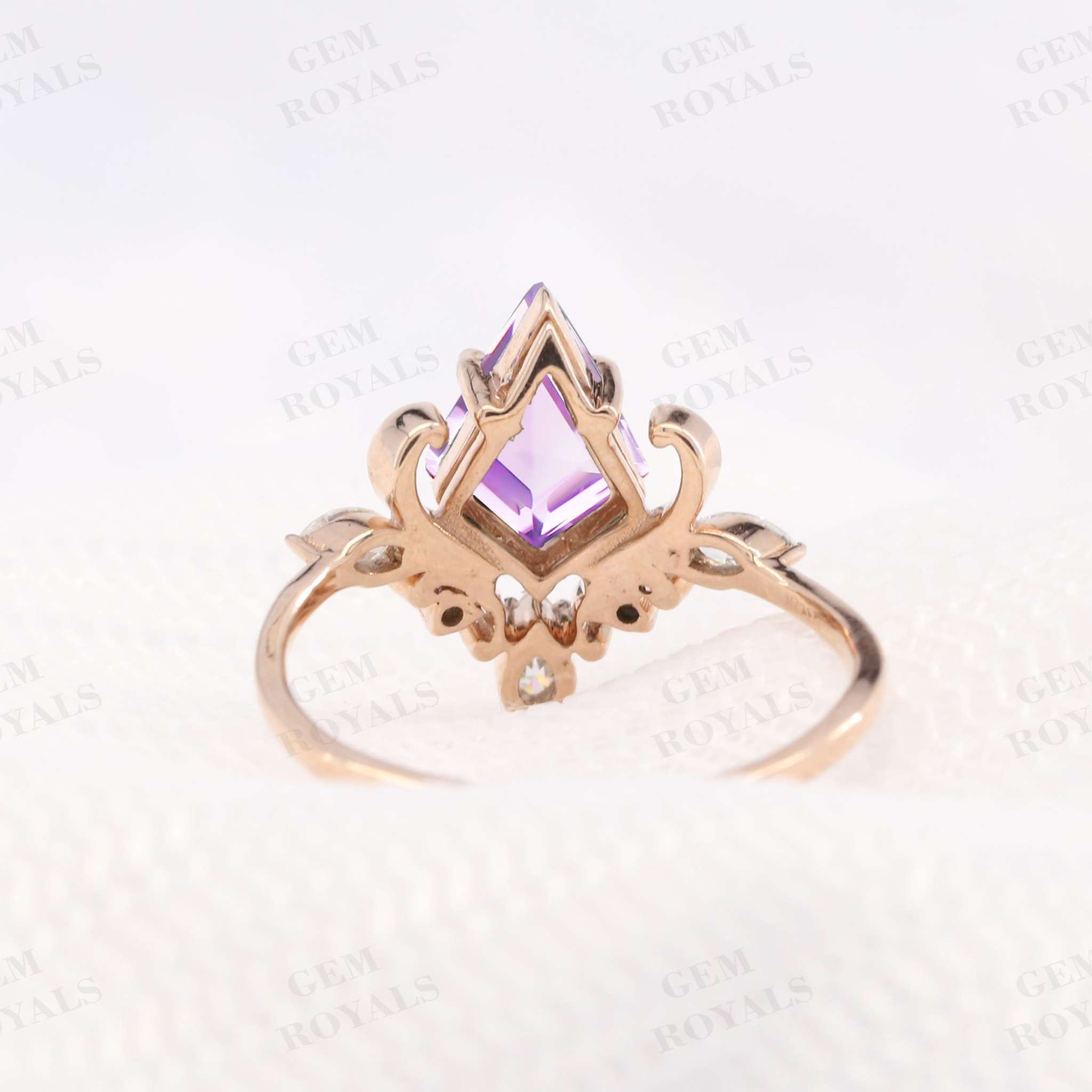 Vintage Style Unique Kite Cut Amethyst Engagement Ring