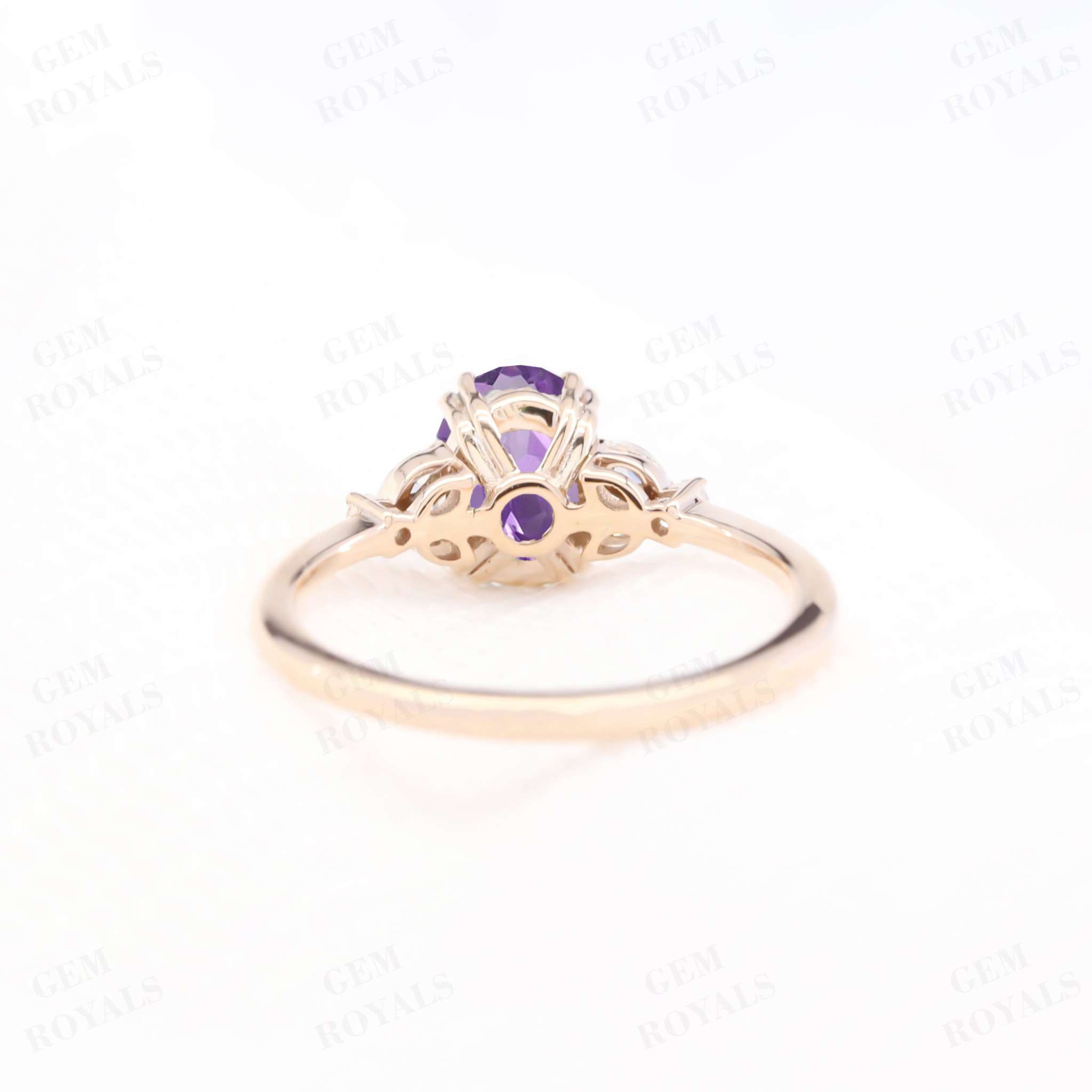 Unique Cluster Oval Cut Amethyst Engagement Ring