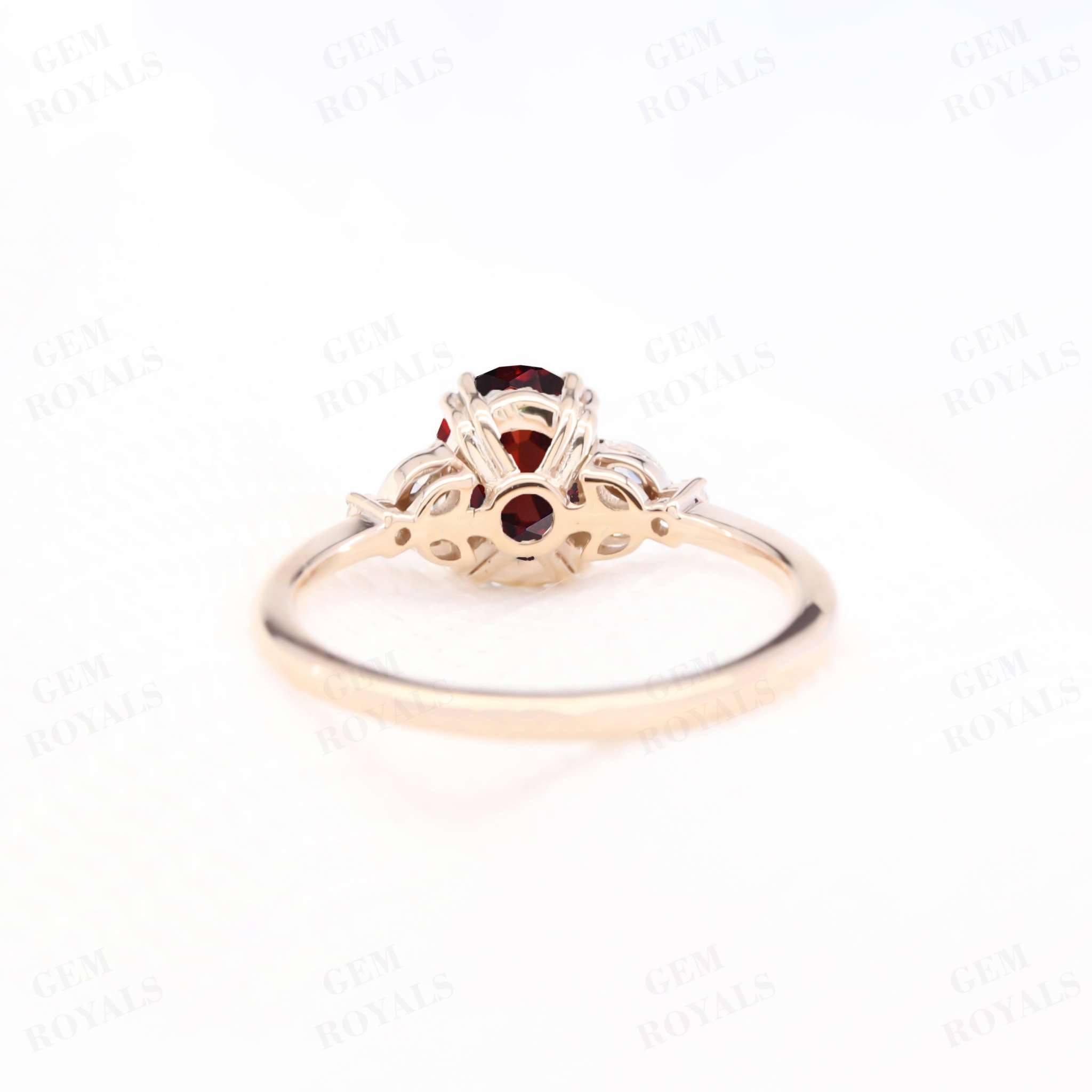 Unique Oval Cut Natural Garnet Engagement Ring