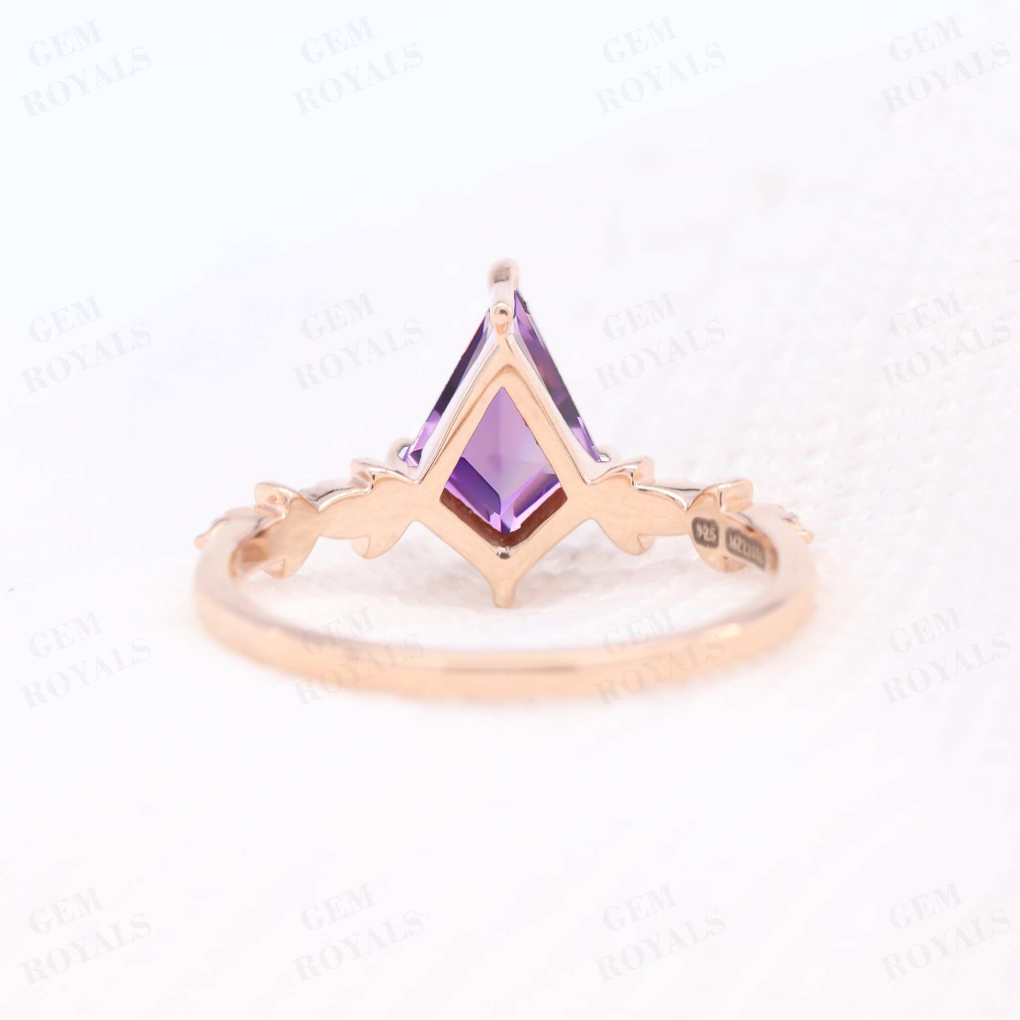 Kite Cut Purple Natural Amethyst Engagement Ring