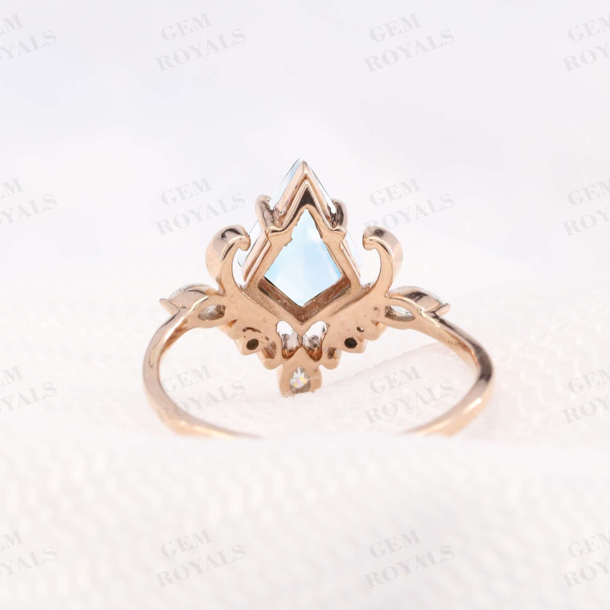 Vintage Style Kite Cut Moonstone Engagement Ring