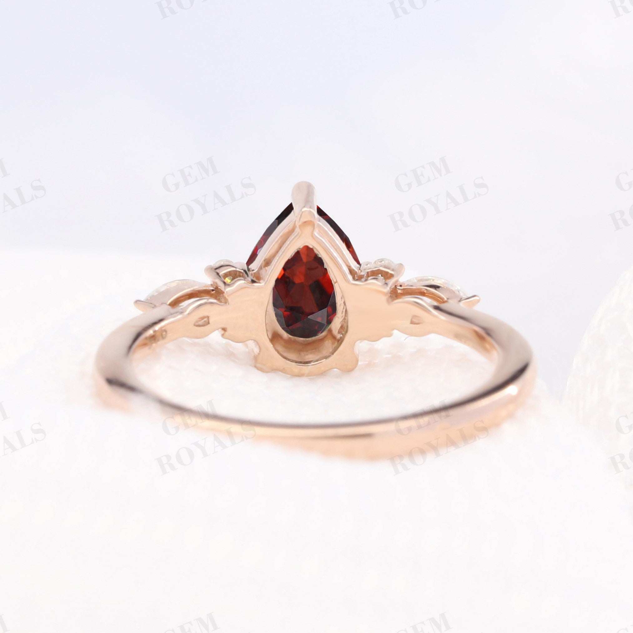 Vintage Pear Shaped Natural Garnet Engagement Ring