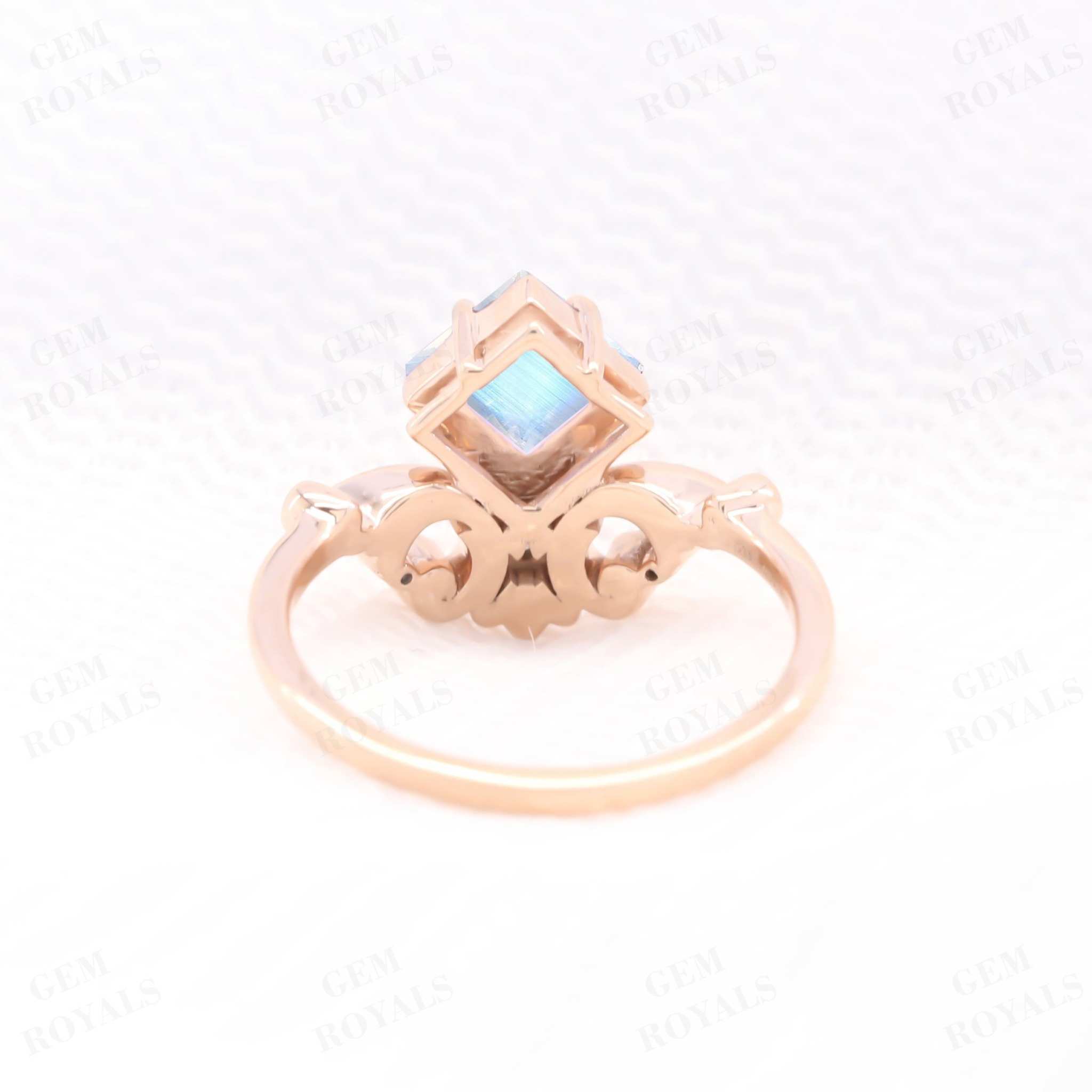 Antique Princess Cut Moonstone Engagement Ring