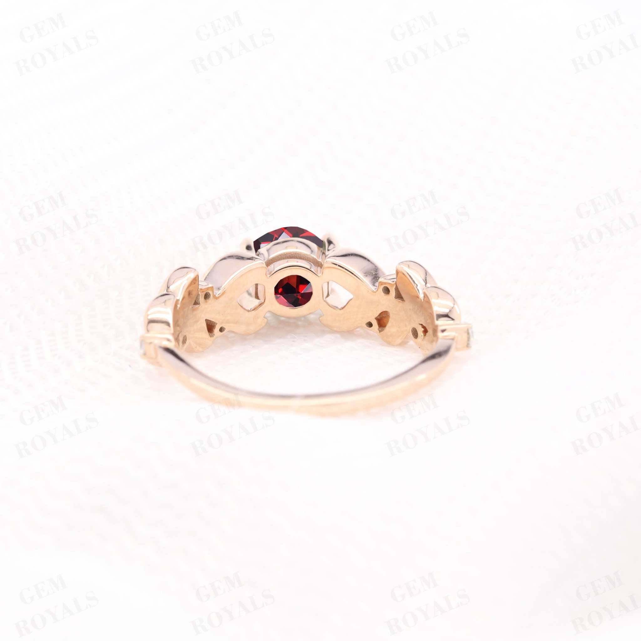 Nature Inspired Round Natural Red Garnet Engagement Ring