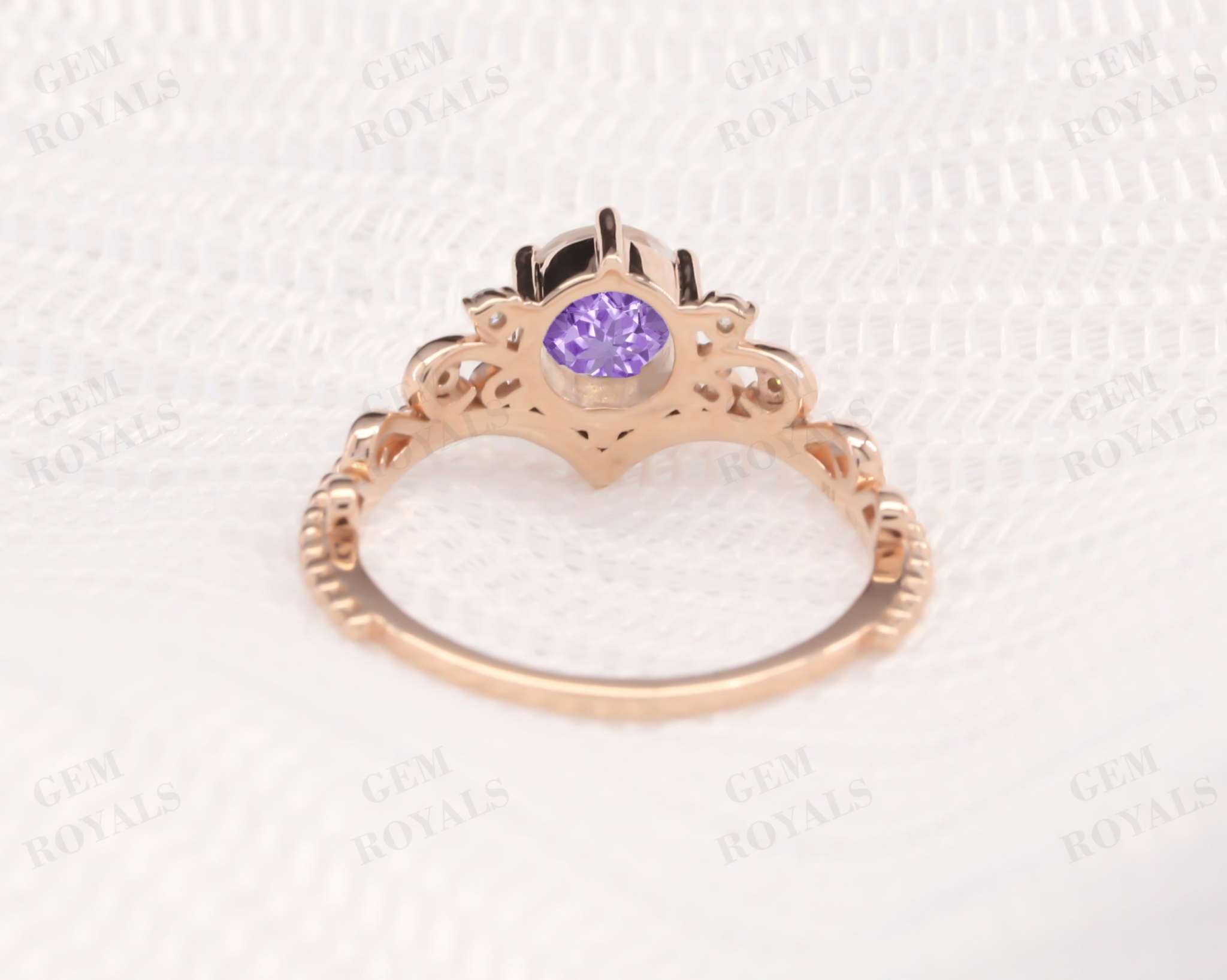 Dainty Round Cut Natural Amethyst Engagement Ring