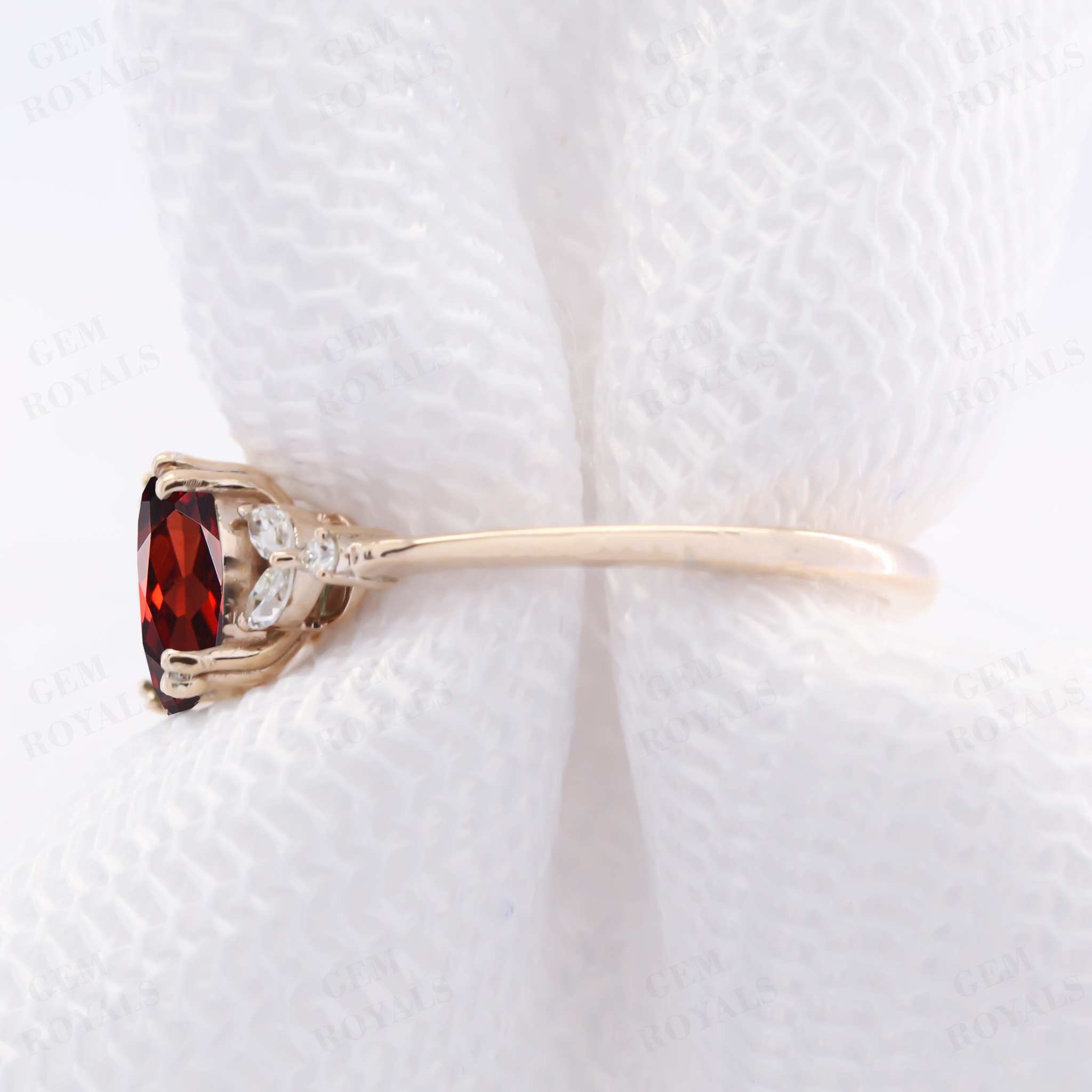 Unique Oval Cut Natural Garnet Engagement Ring