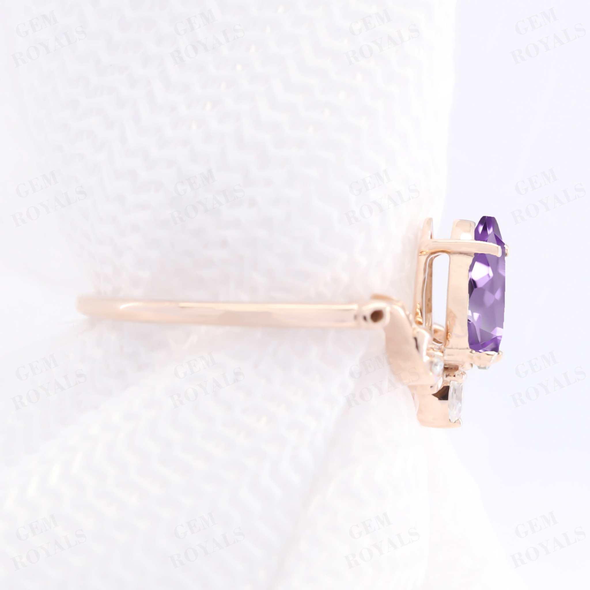 Vintage Style Pear Shaped Amethyst Engagement Ring