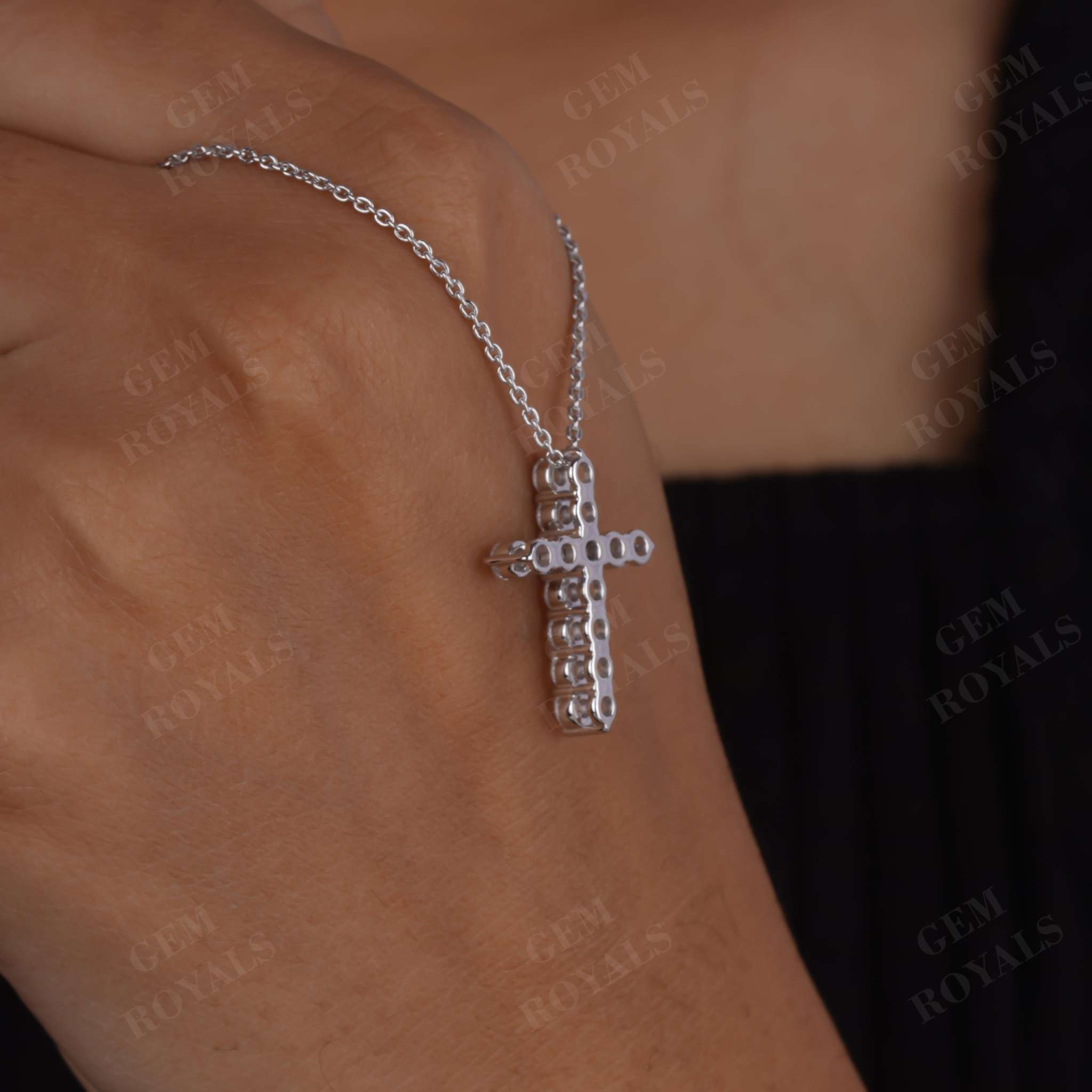 Dainty Moissanite Cross Pendant Necklace