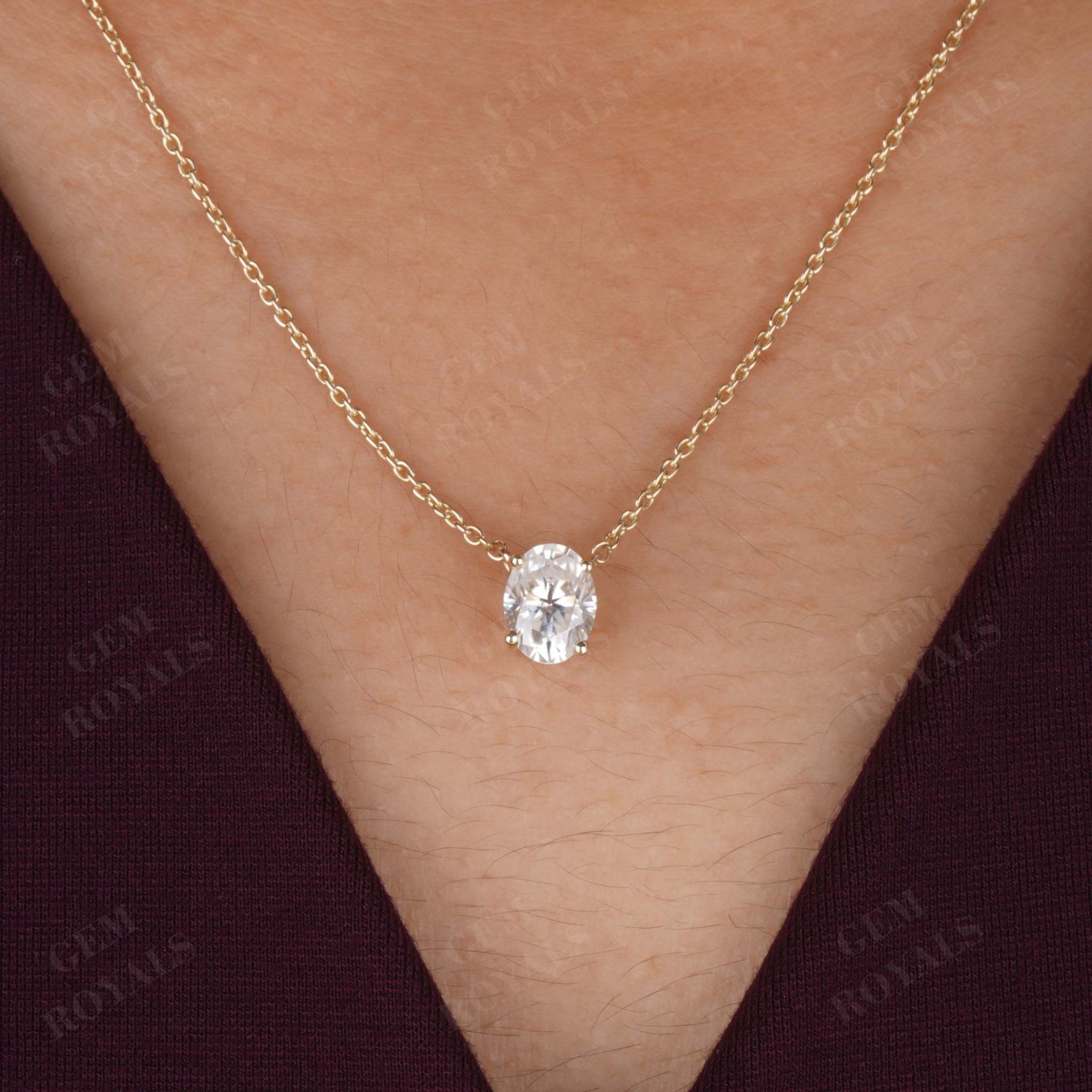 Sparkle Oval Cut Moissanite Solitaire Pendant Necklace First