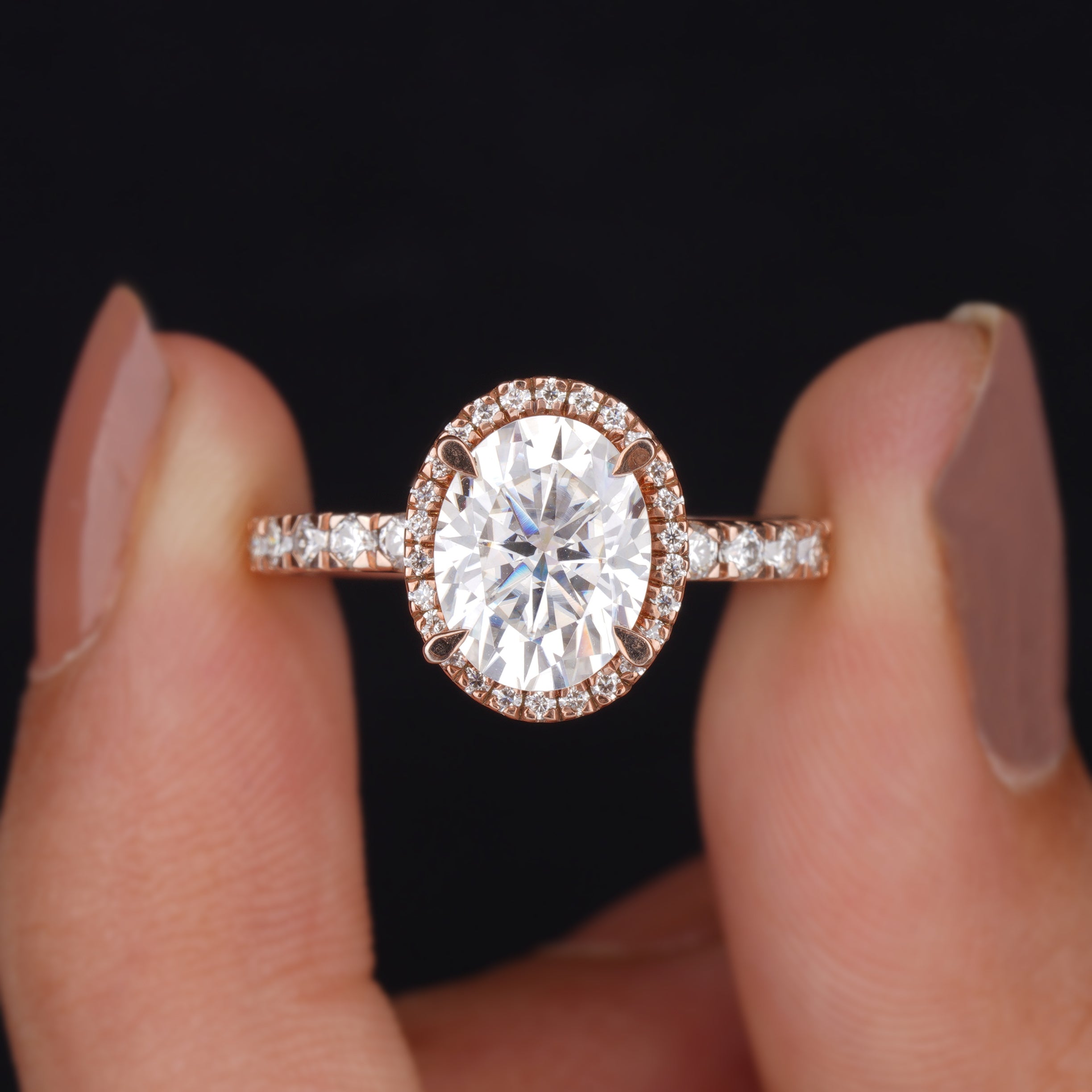 Oval Cut Moissanite Halo Engagement Ring For Her