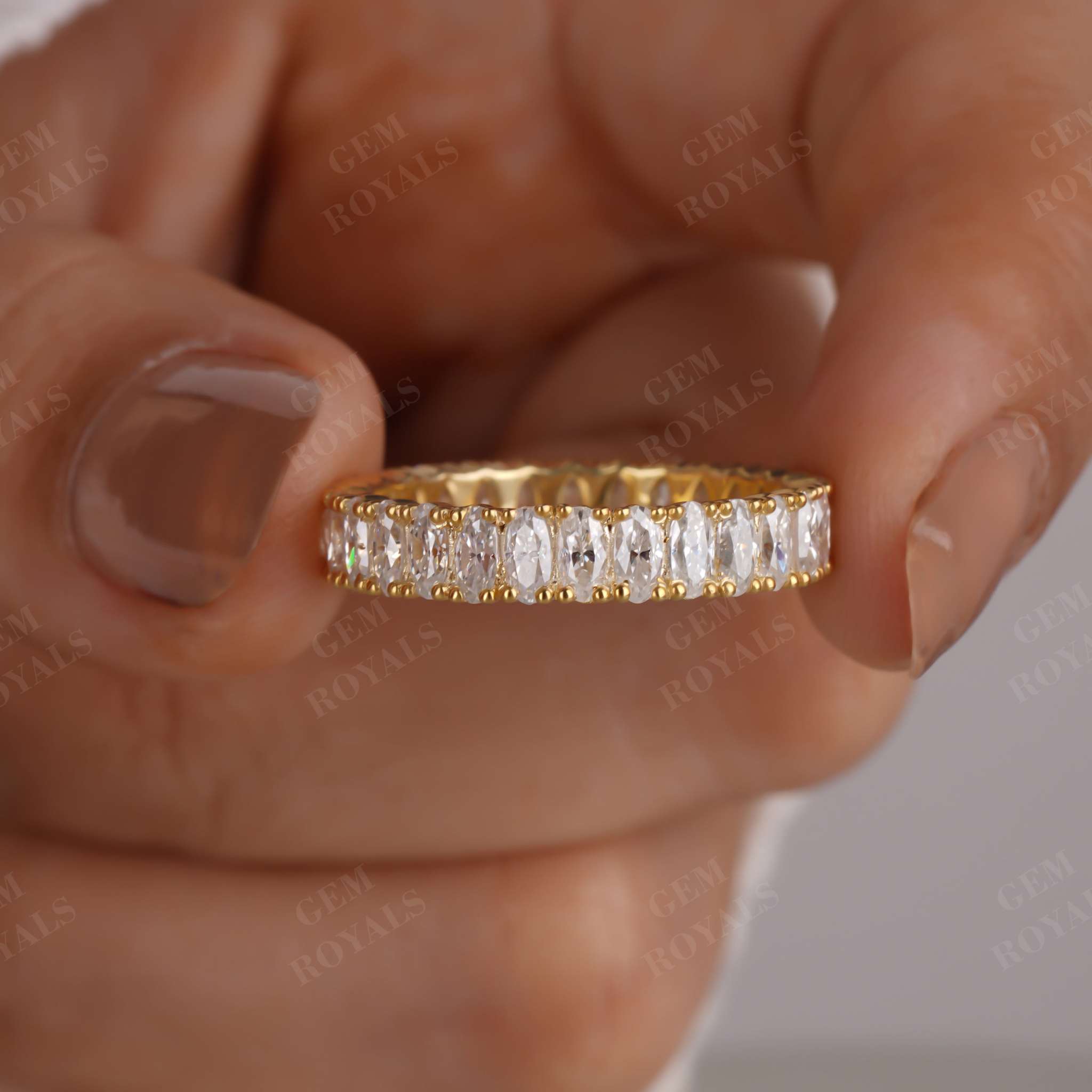 Oval Lab Grown Diamond Full Eternity Wedding band