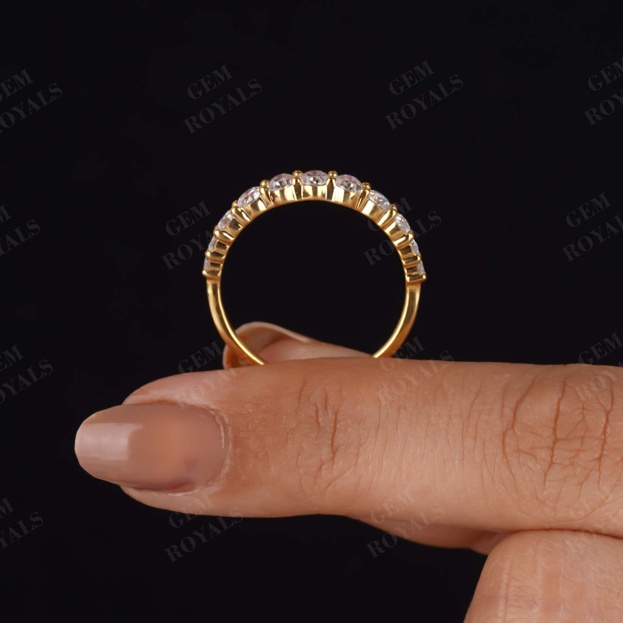 Oval and Round Cut Lab Diamond Half Eternity Wedding band