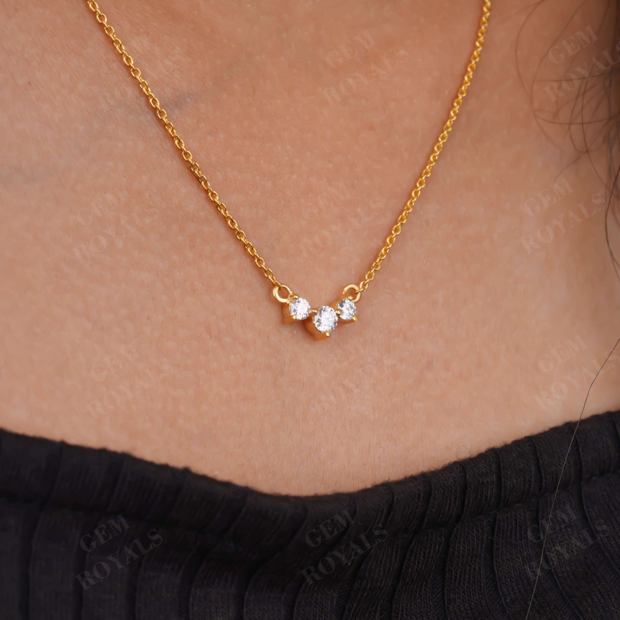 Classic Trio Moissanite Necklace Past Present Future