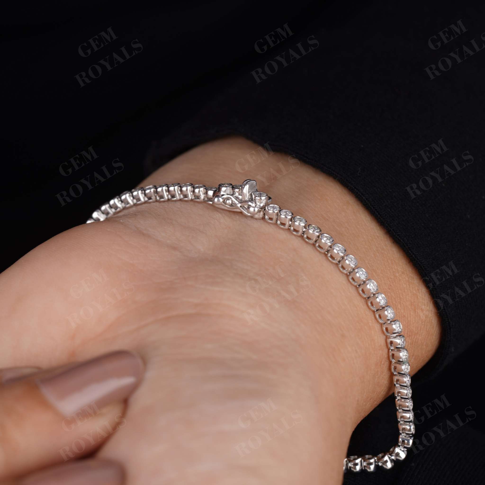 Bezel set Round Moissanite tennis Bracelets For Her