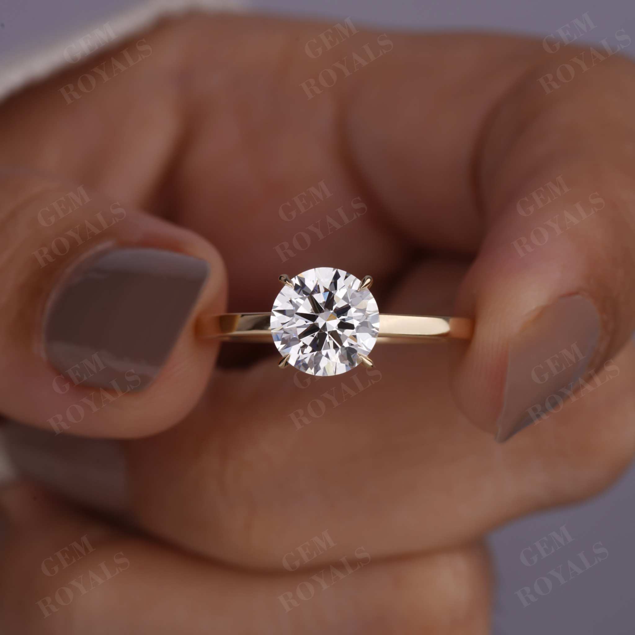 Round cut Lab Grown Diamond Solitaire Engagement Ring