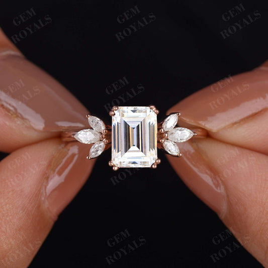 Emerald Cut Lab Grown Diamonds Solitaire Engagement Ring Second