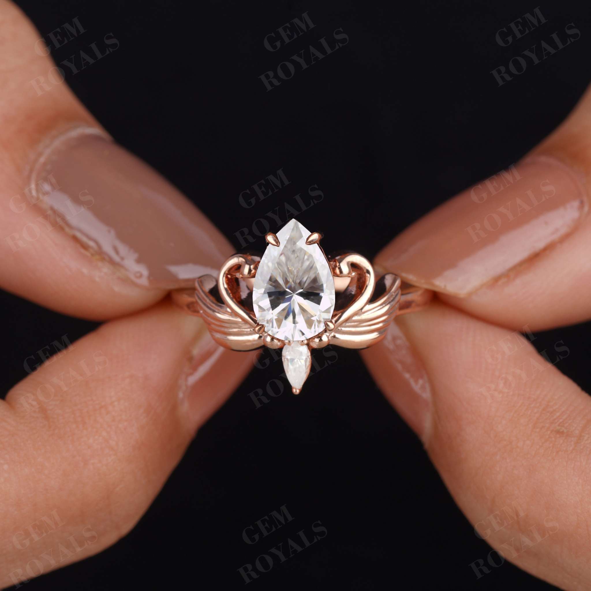 Pear Shaped Edwardian Vintage Moissanite Ring