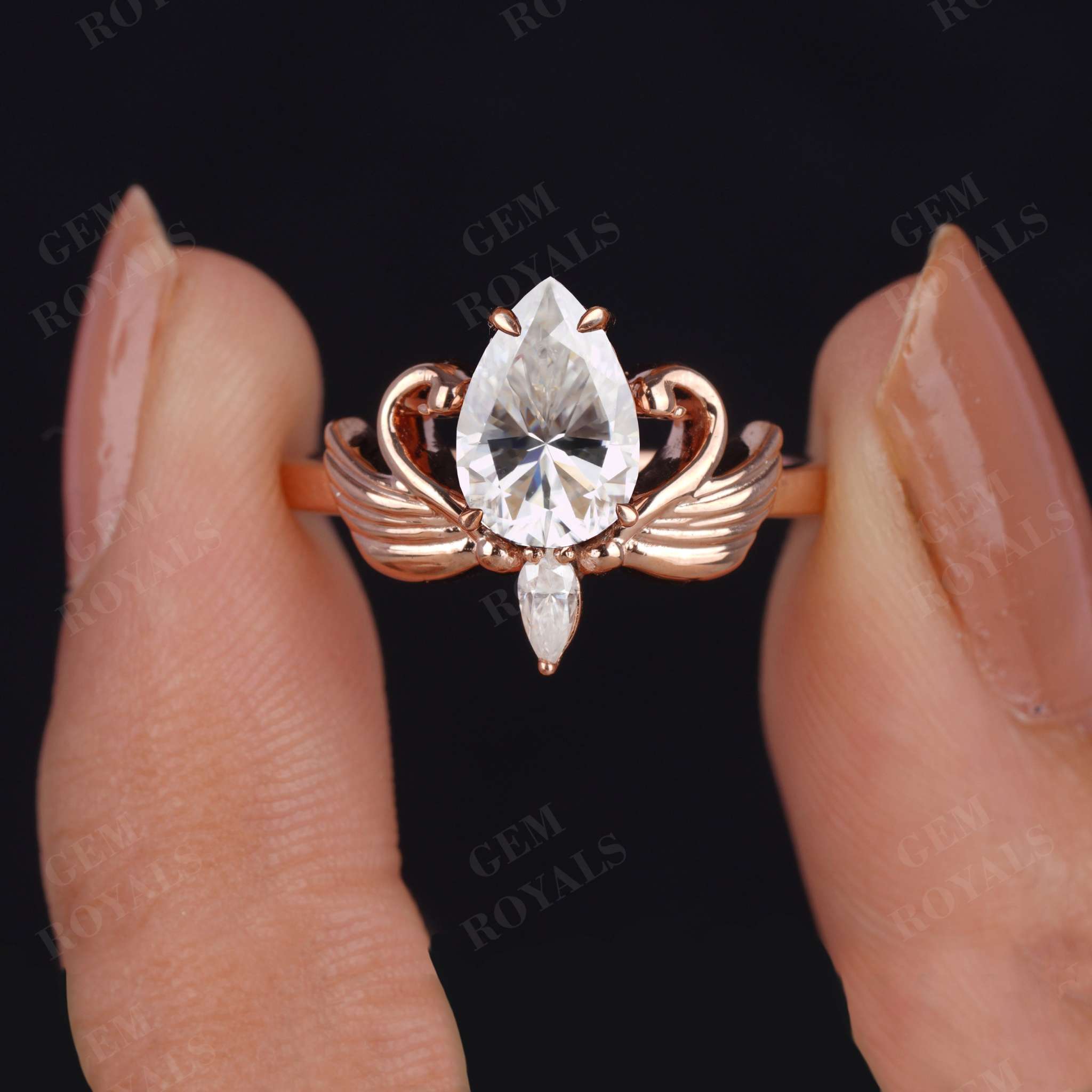 Pear Shaped Edwardian Vintage Moissanite Ring