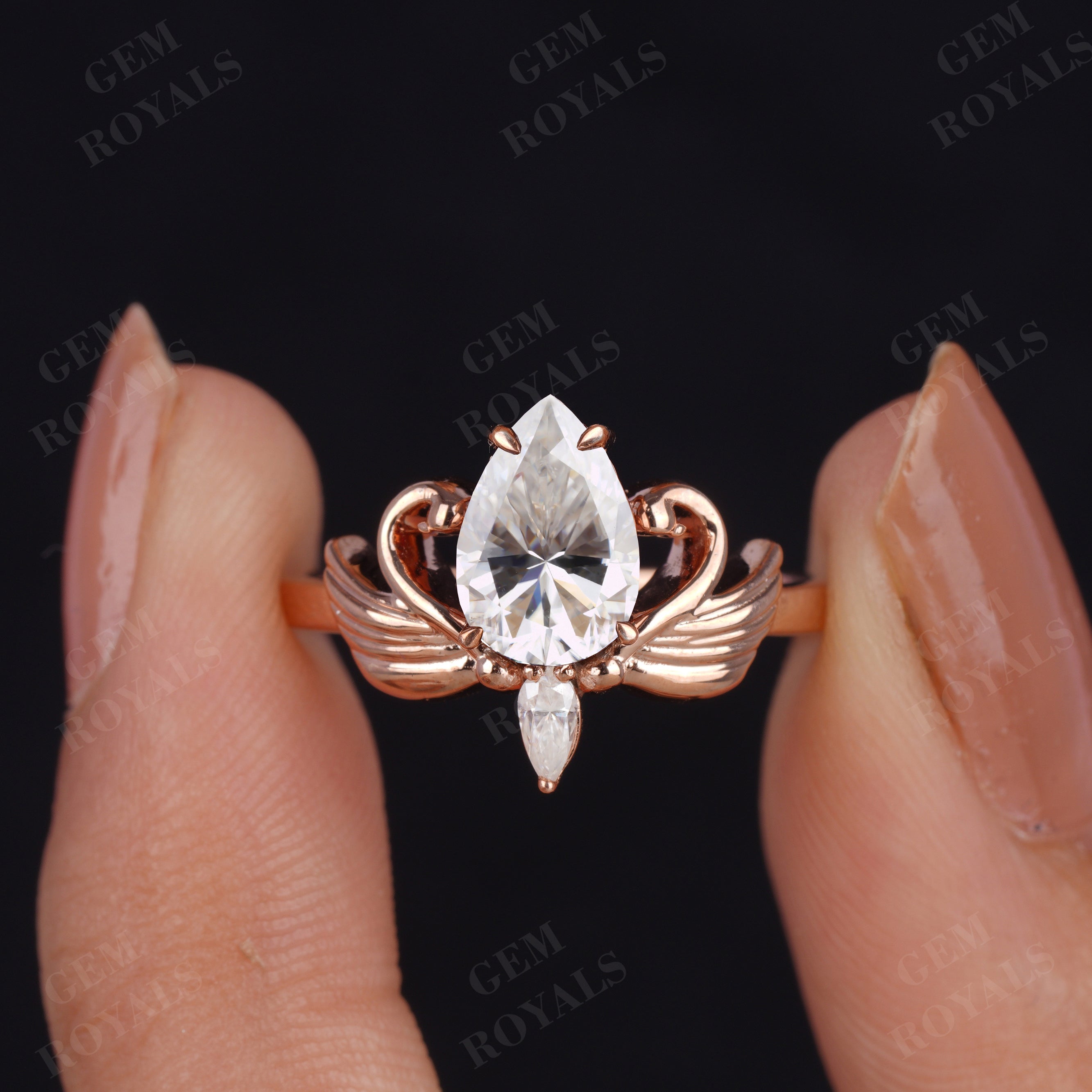 Pear Shaped Edwardian Vintage Moissanite Ring