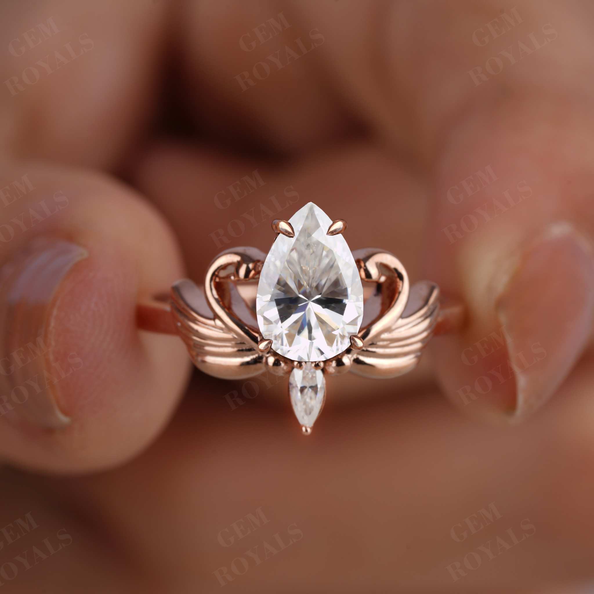 Pear Shaped Edwardian Vintage Moissanite Ring