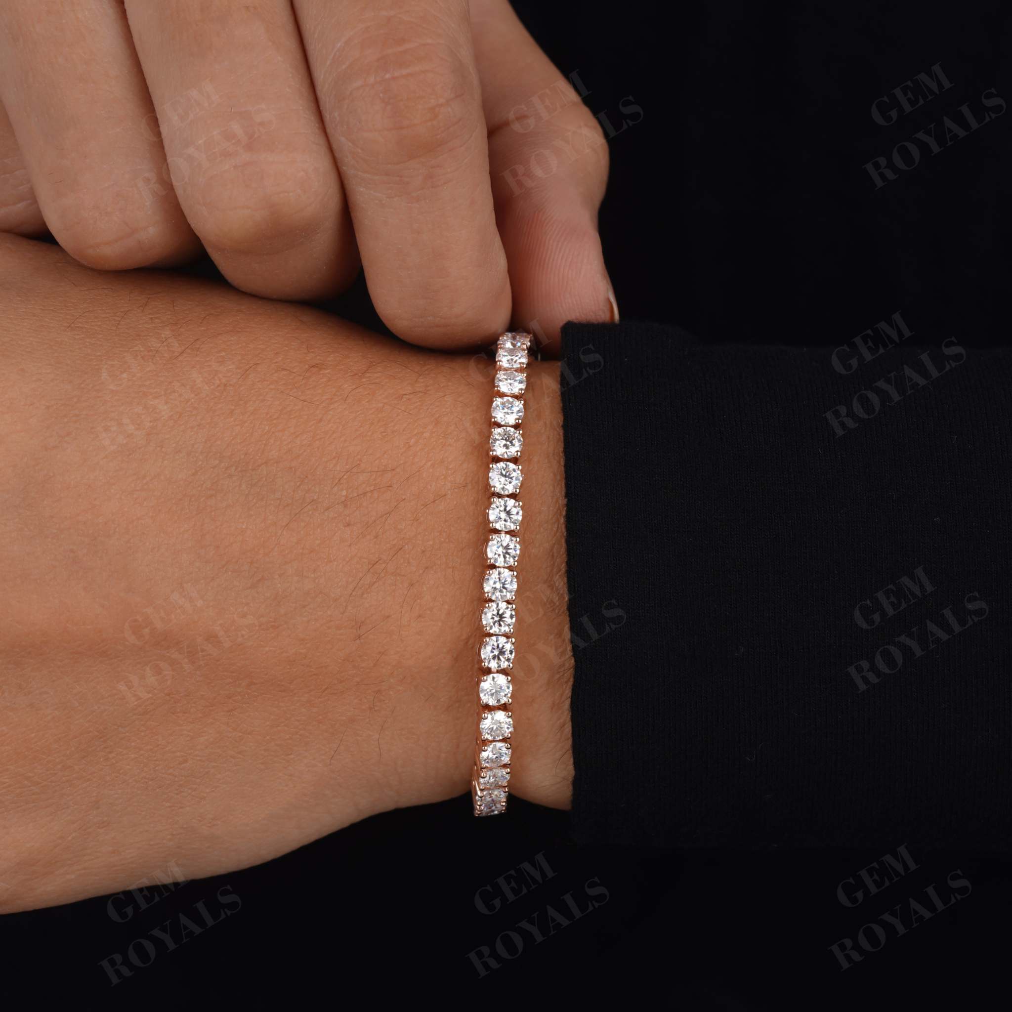 4.00MM Round Cut Moissanite Tennis Bracelet