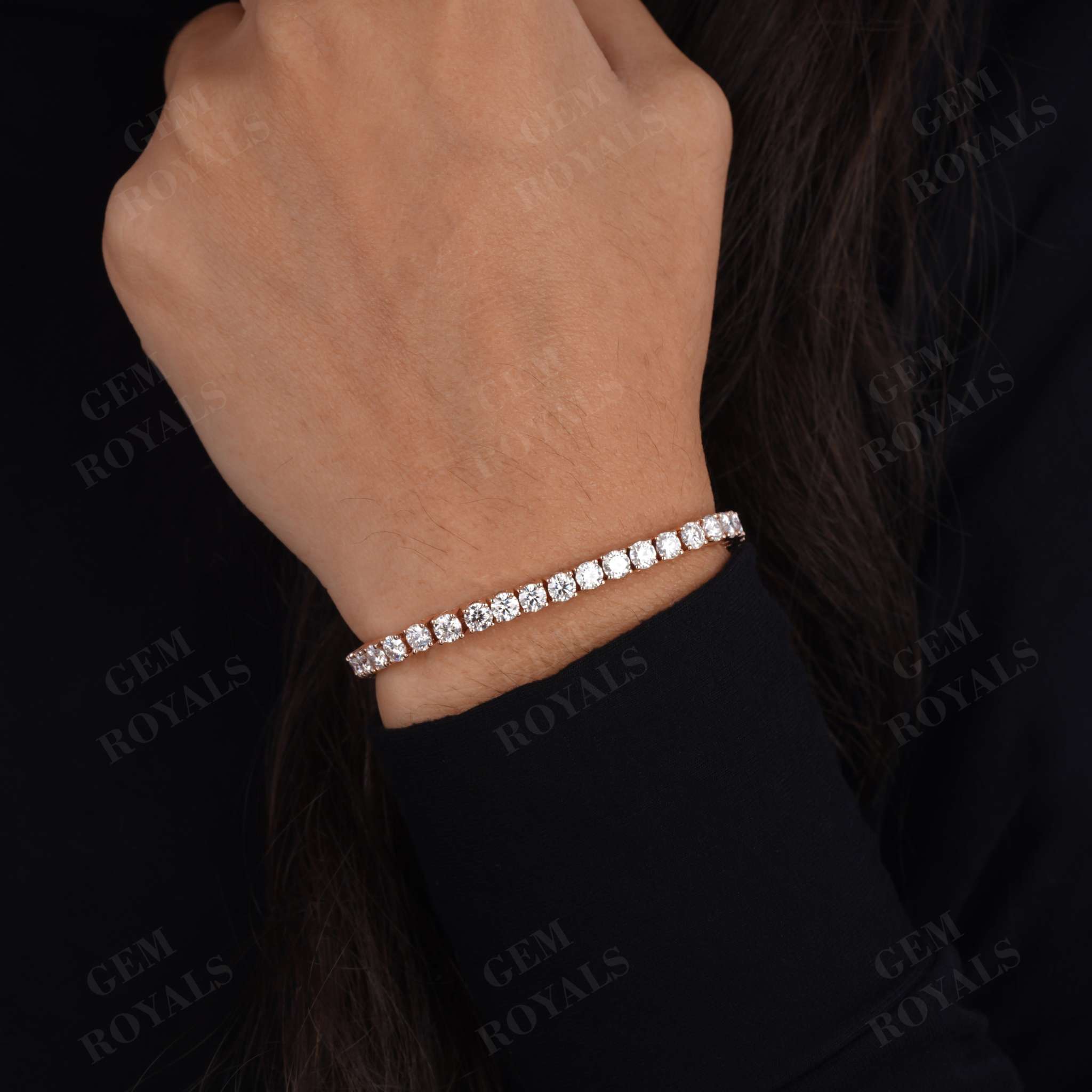 4.00MM Round Cut Moissanite Tennis Bracelet