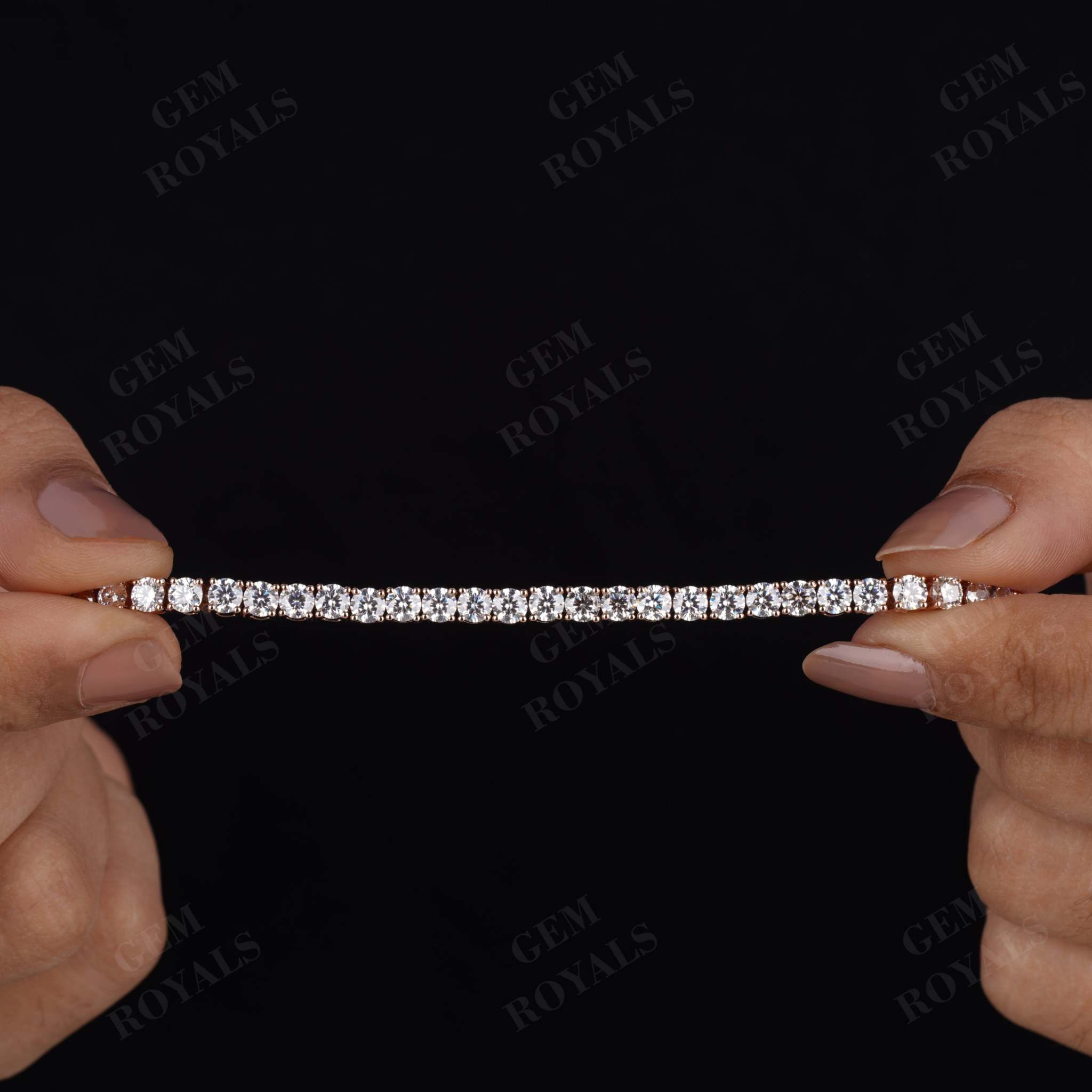 4.00MM Round Cut Moissanite Tennis Bracelet