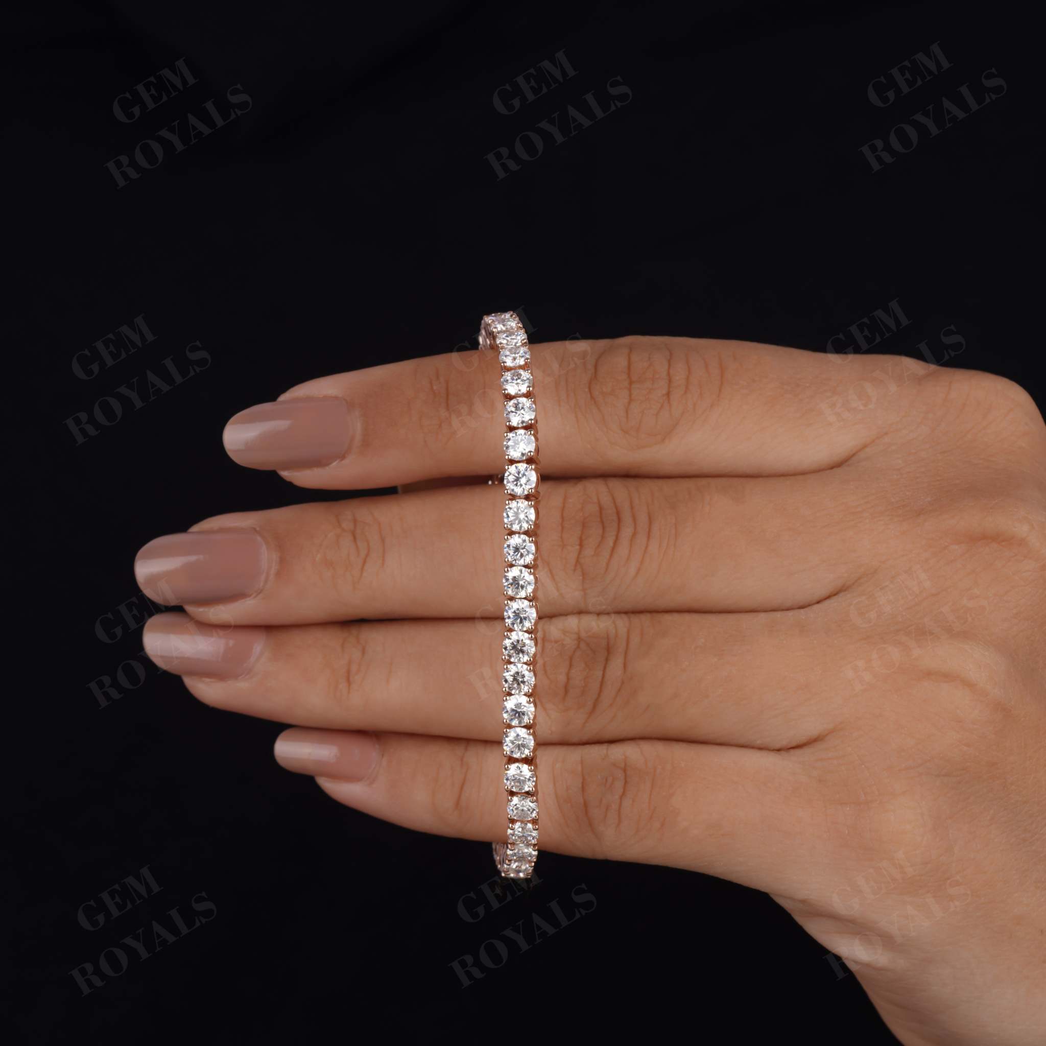 4.00MM Round Cut Moissanite Tennis Bracelet