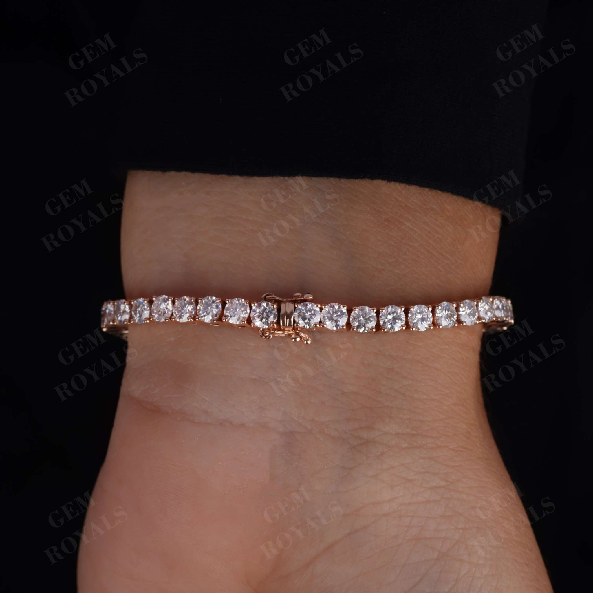 4.00MM Round Cut Moissanite Tennis Bracelet