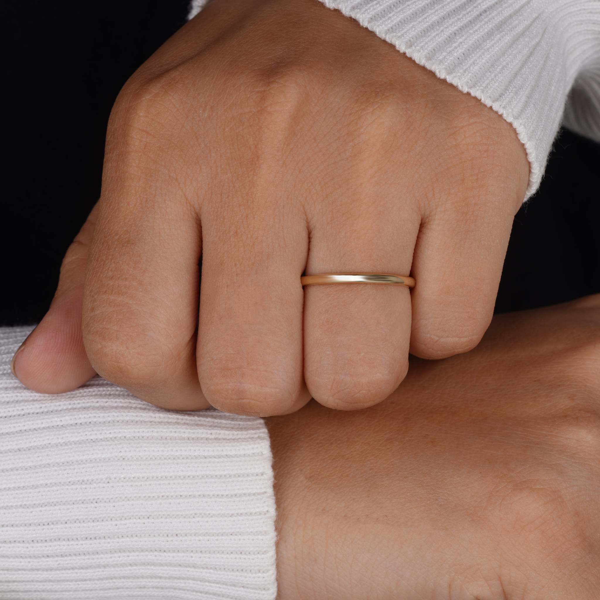 2.00MM Wide Simple Plain Solid Gold Wedding Band For Women