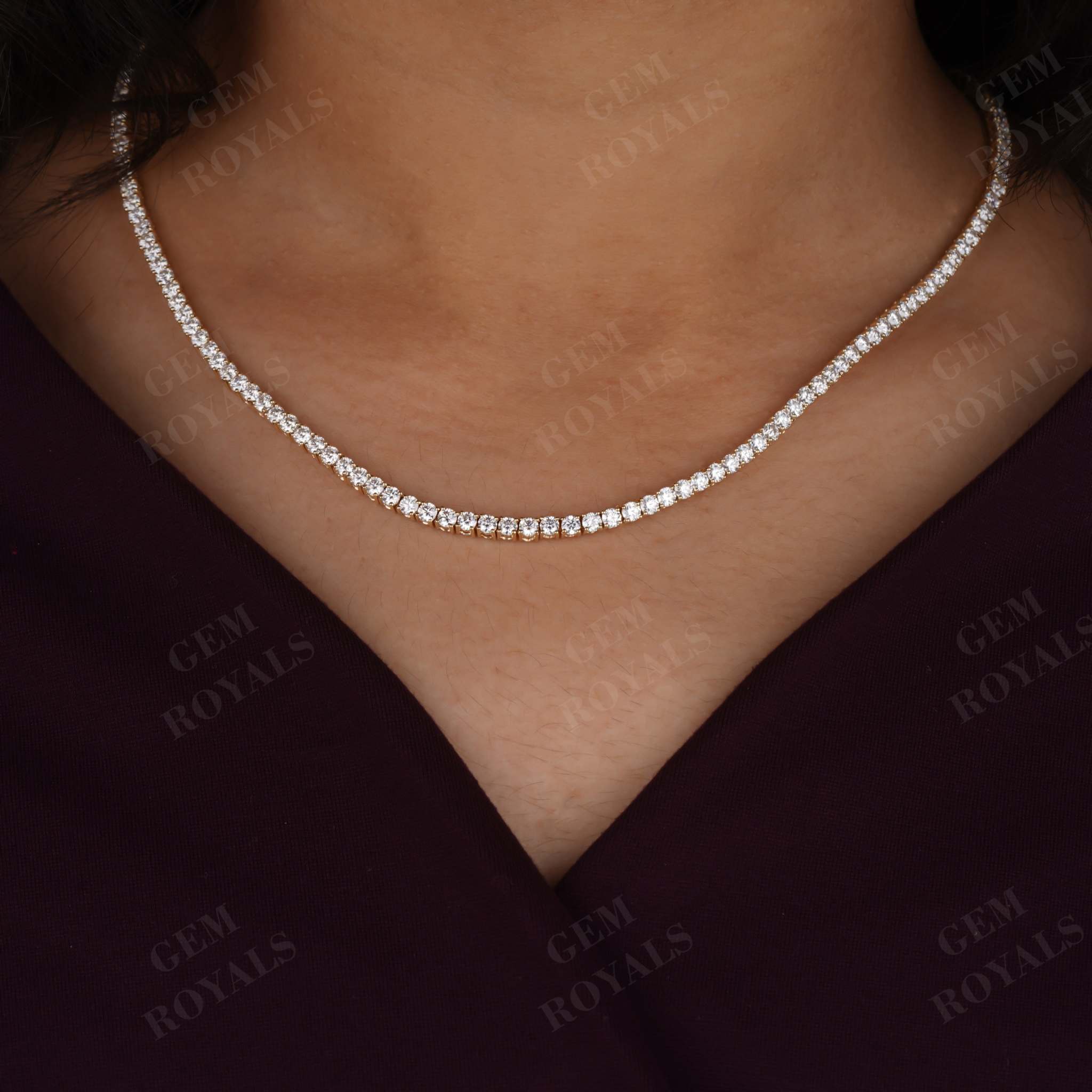 Luxury Classic Round Moissanite Tennis Necklace