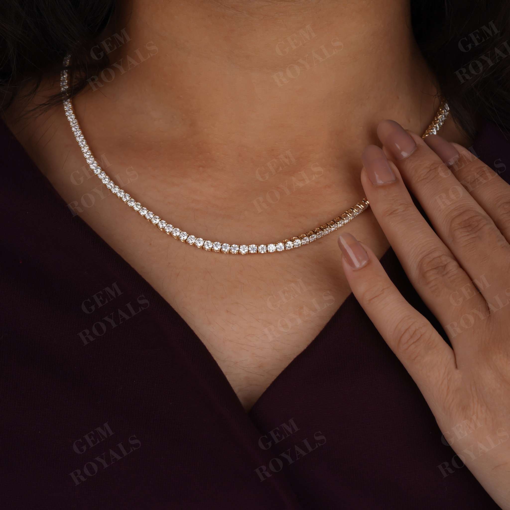 Luxury Classic Round Moissanite Tennis Necklace