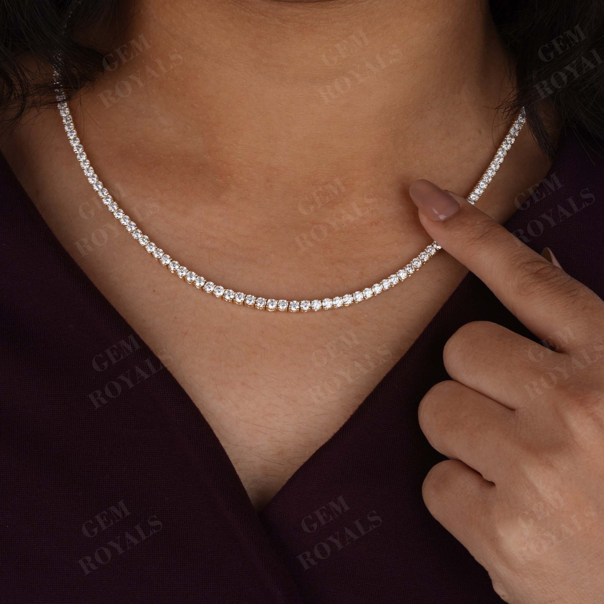 Luxury Classic Round Moissanite Tennis Necklace