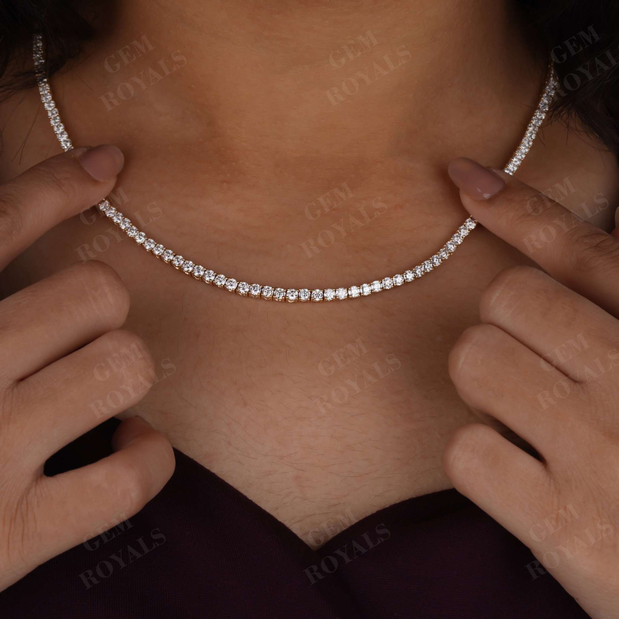 Luxury Classic Round Moissanite Tennis Necklace