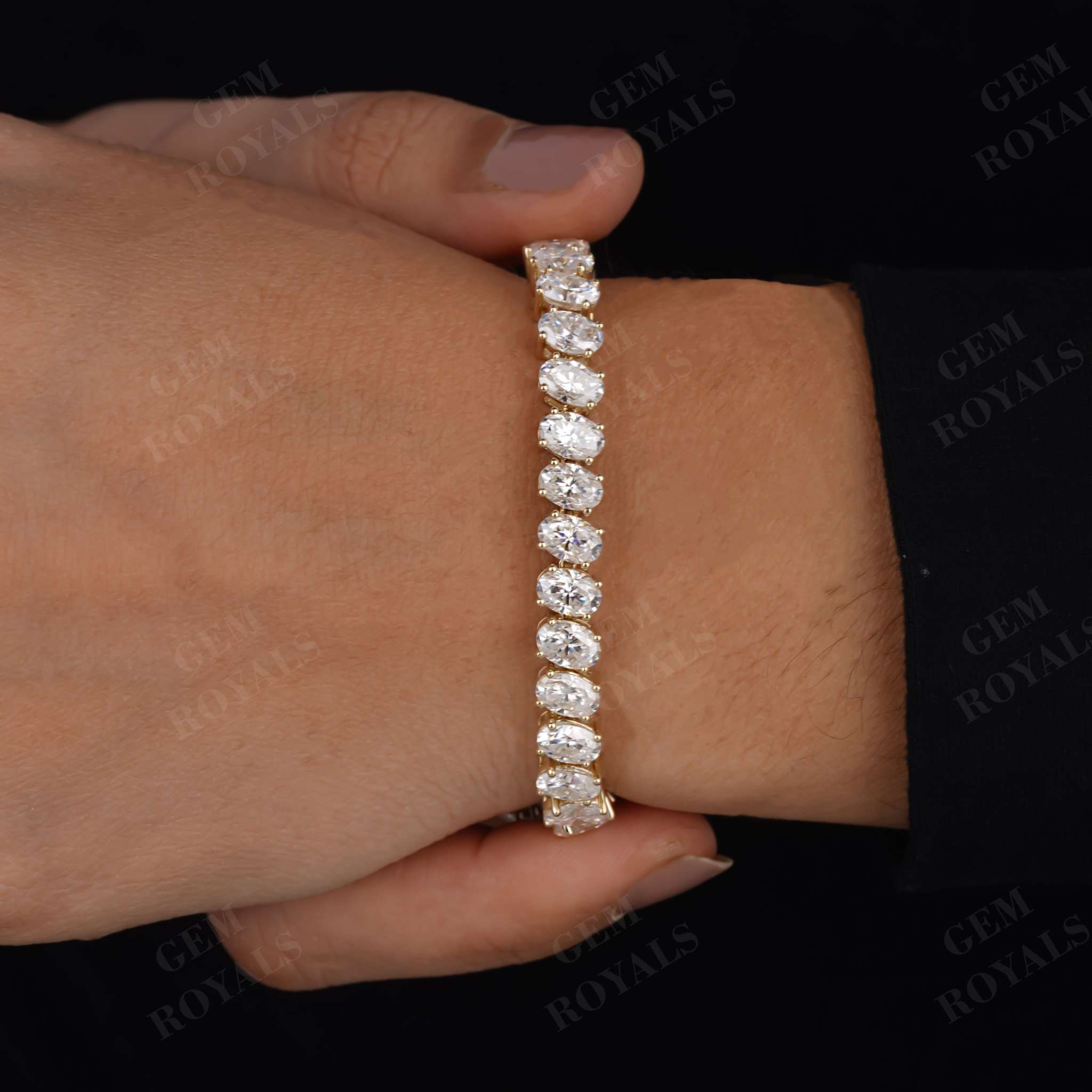 Bridal Style Oval cut Moissanite Tennis Bracelet